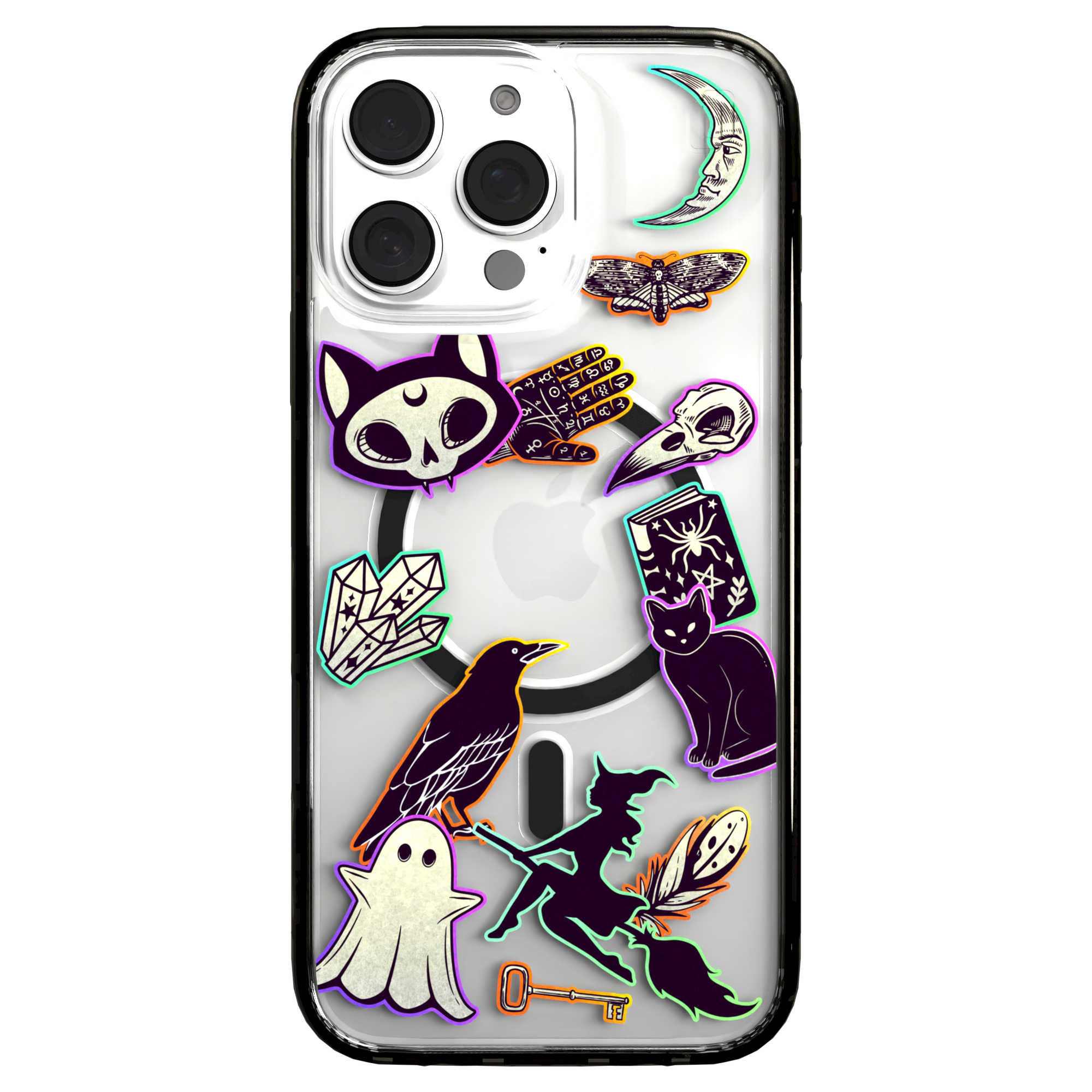 iPhone 16 Series | MagSafe | Halloween Case | Witchy Stickers Witchy Stickers / iPhone 16 Pro Max / Black
