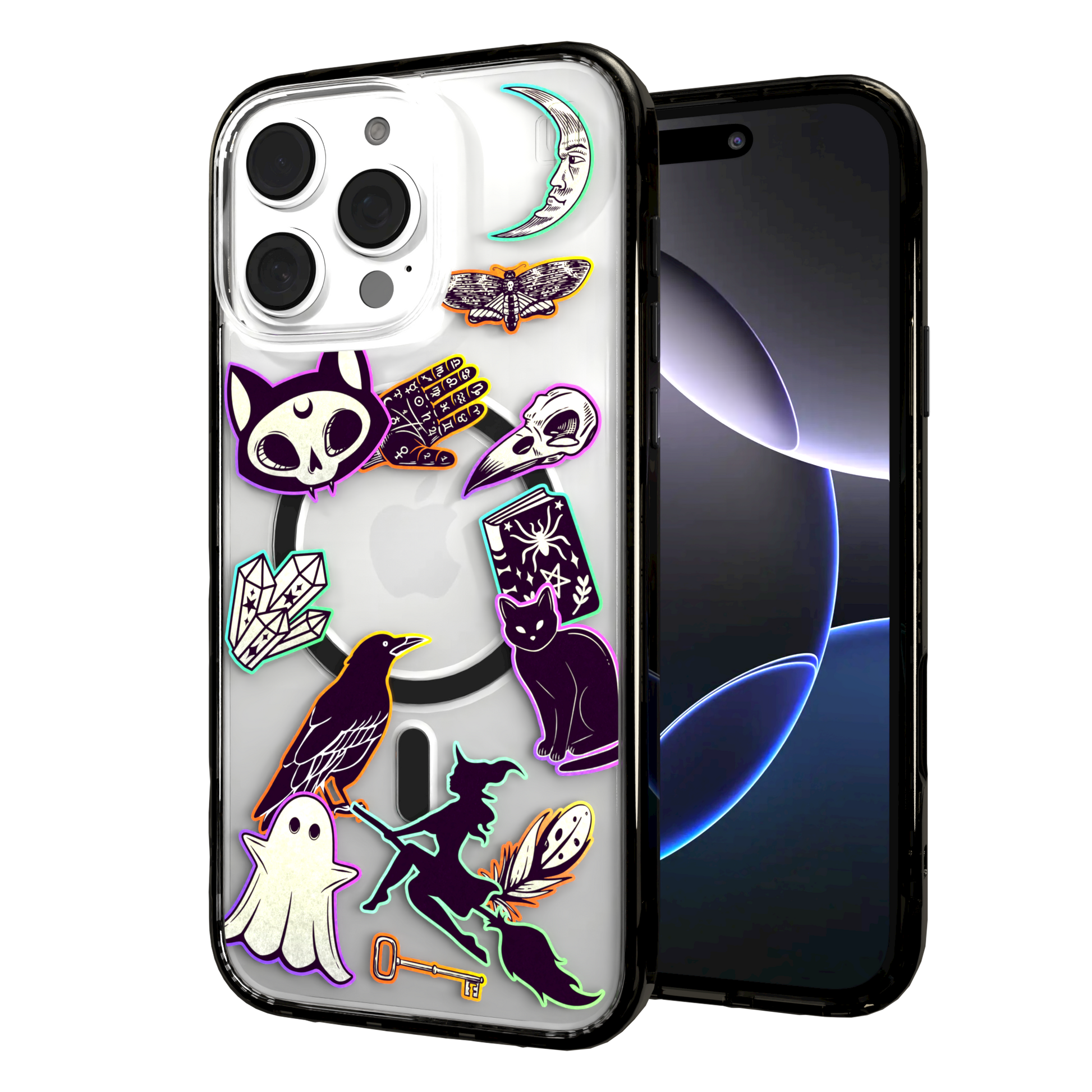 iPhone 16 Series | MagSafe | Halloween Case | Witchy Stickers Witchy Stickers / iPhone 16 Pro Max / Black