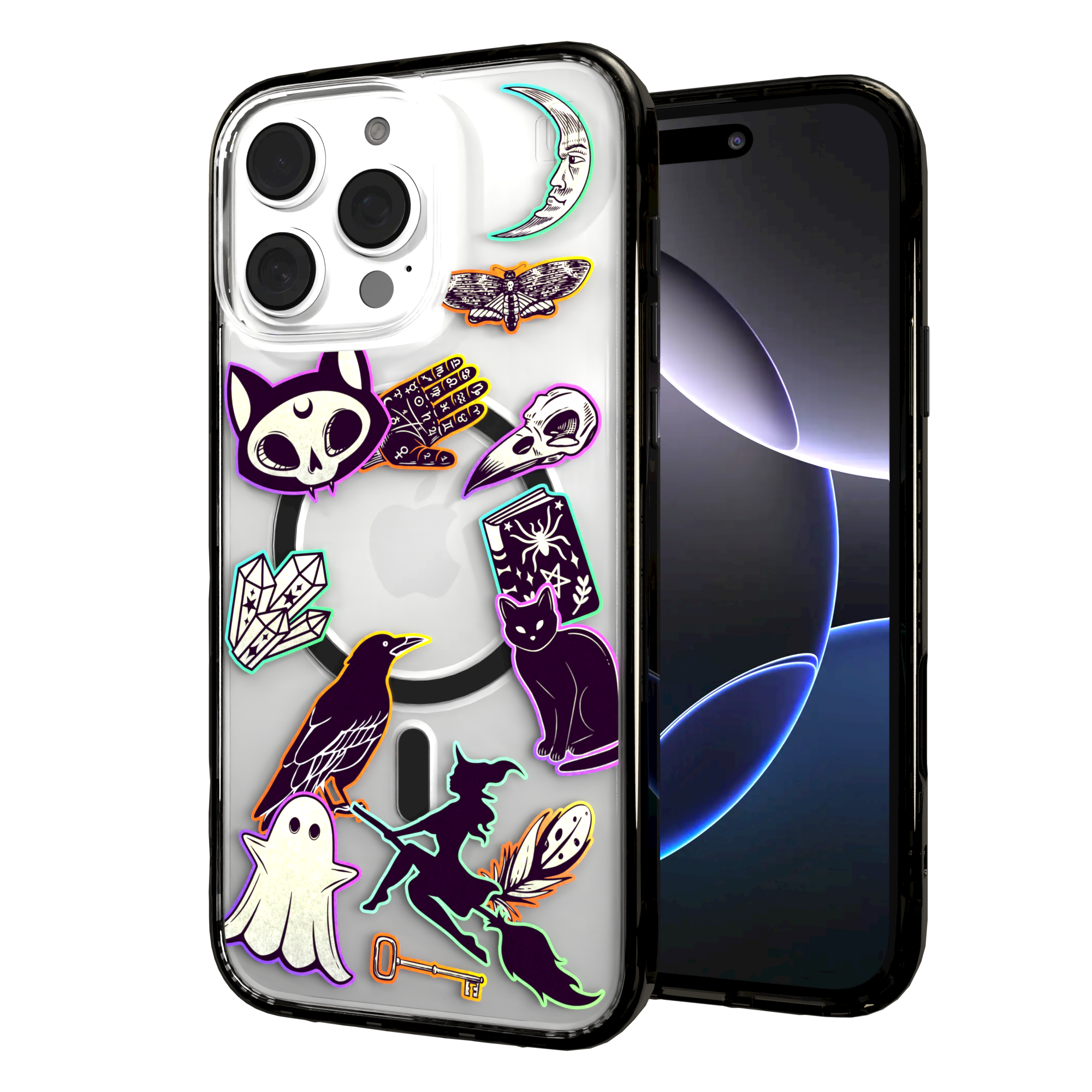 iPhone 16 Series | MagSafe | Halloween Case | Witchy Stickers Witchy Stickers / iPhone 16 Pro Max / Black