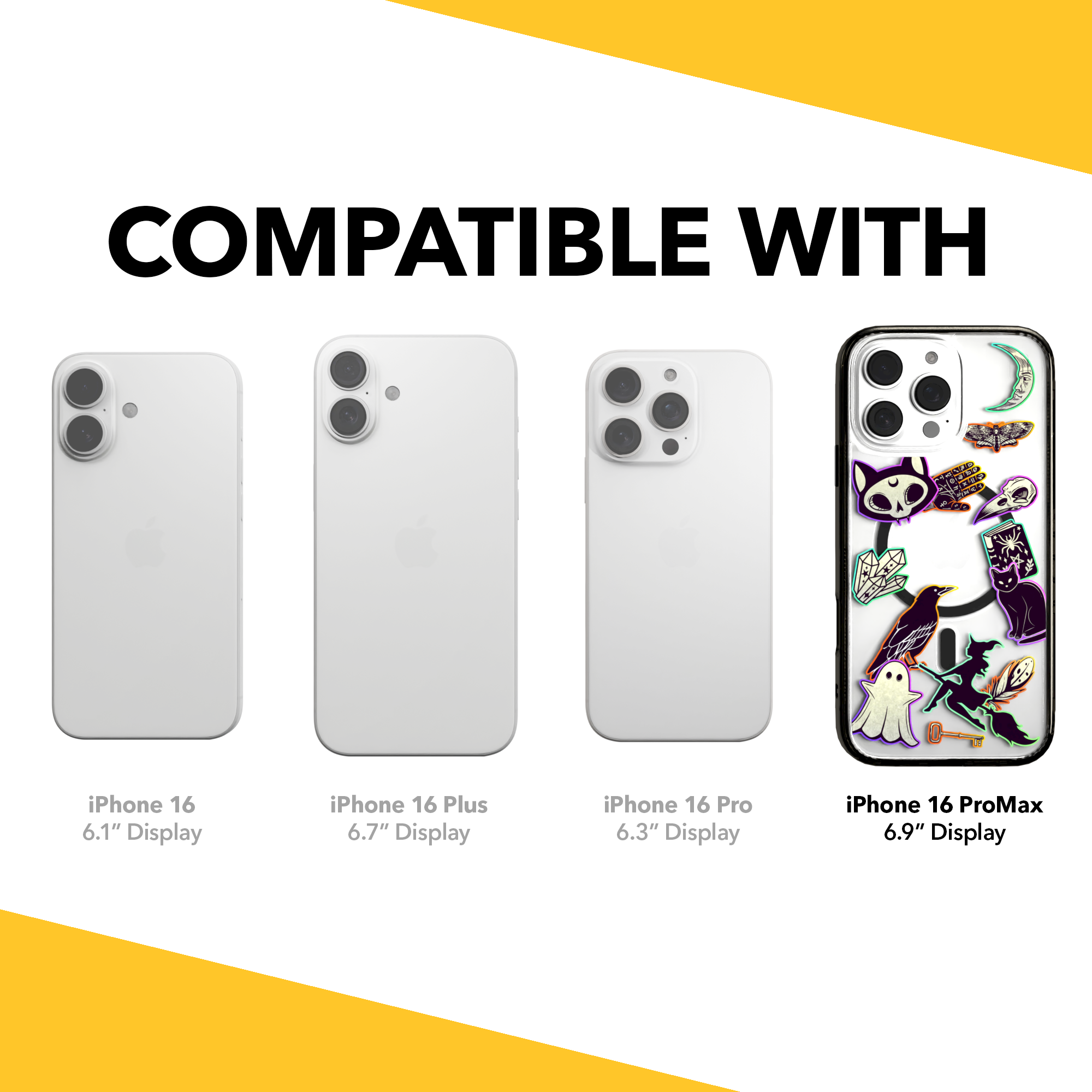 iPhone 16 Series | MagSafe | Halloween Case | Witchy Stickers Witchy Stickers / iPhone 16 Pro Max / Black