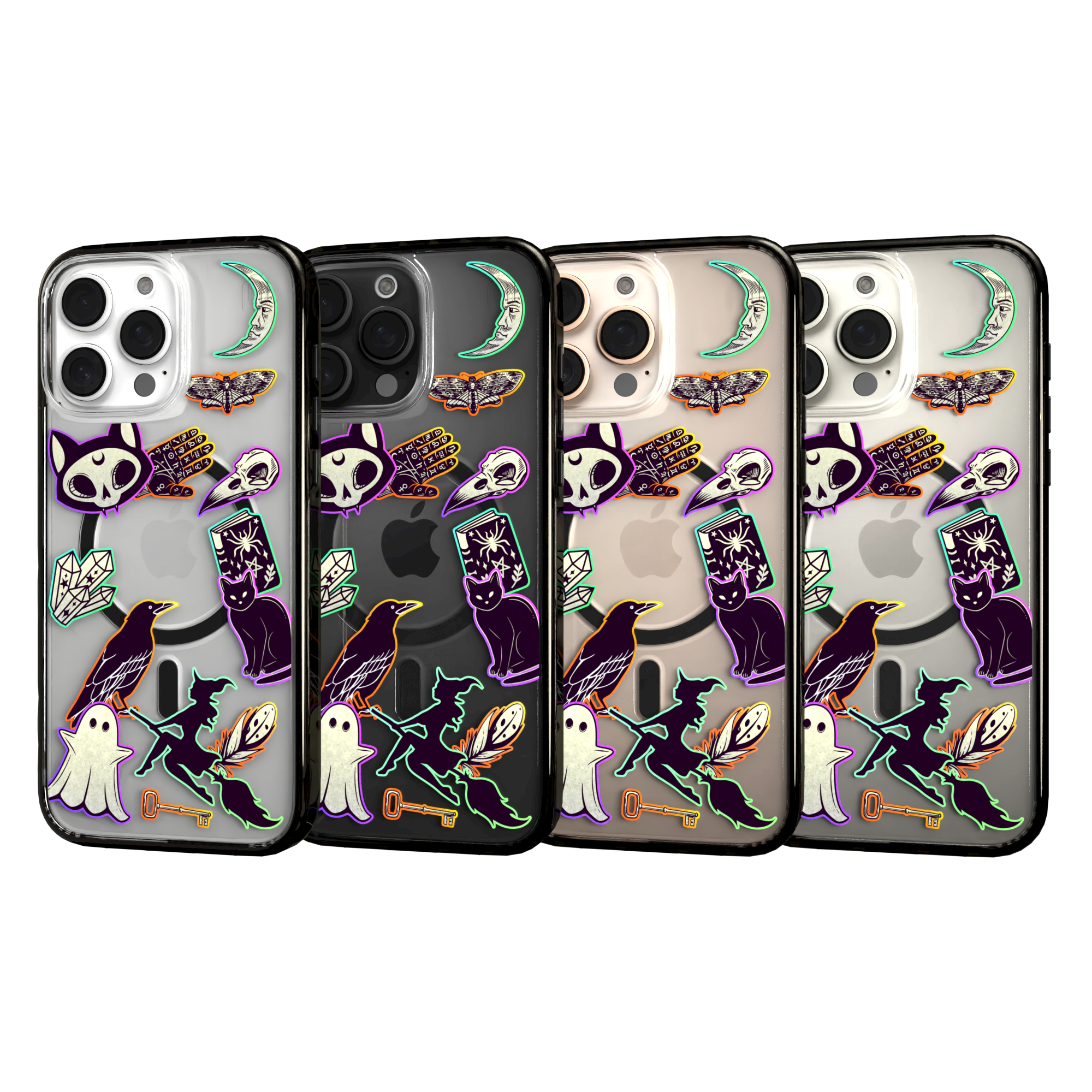 iPhone 16 Series | MagSafe | Halloween Case | Witchy Stickers Witchy Stickers / iPhone 16 Pro Max / Black
