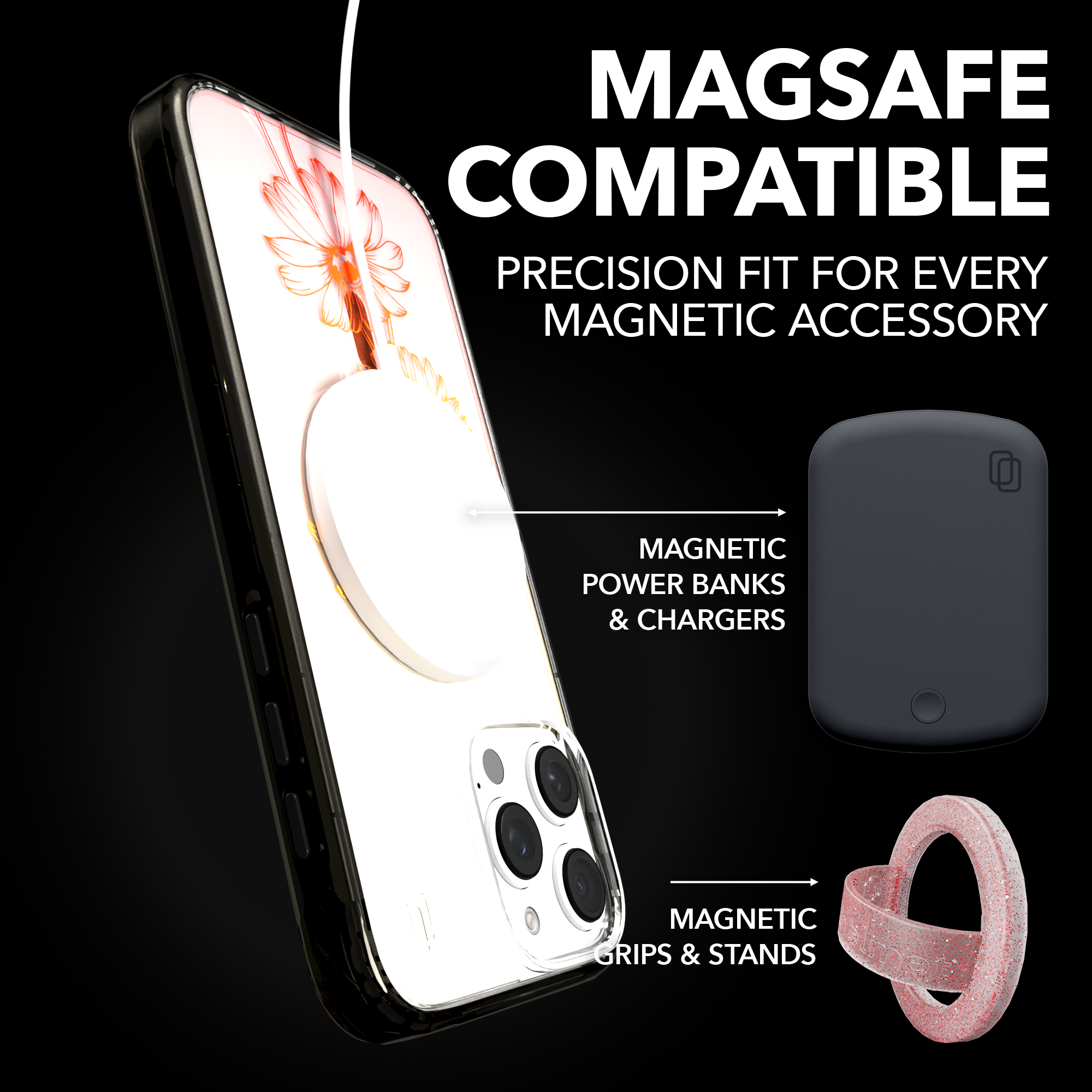 iPhone 16 Series | MagSafe | Ombre Bouquet Case Collection | Orange Citrus Splash Citrus Splash / iPhone 16 Pro Max / Black