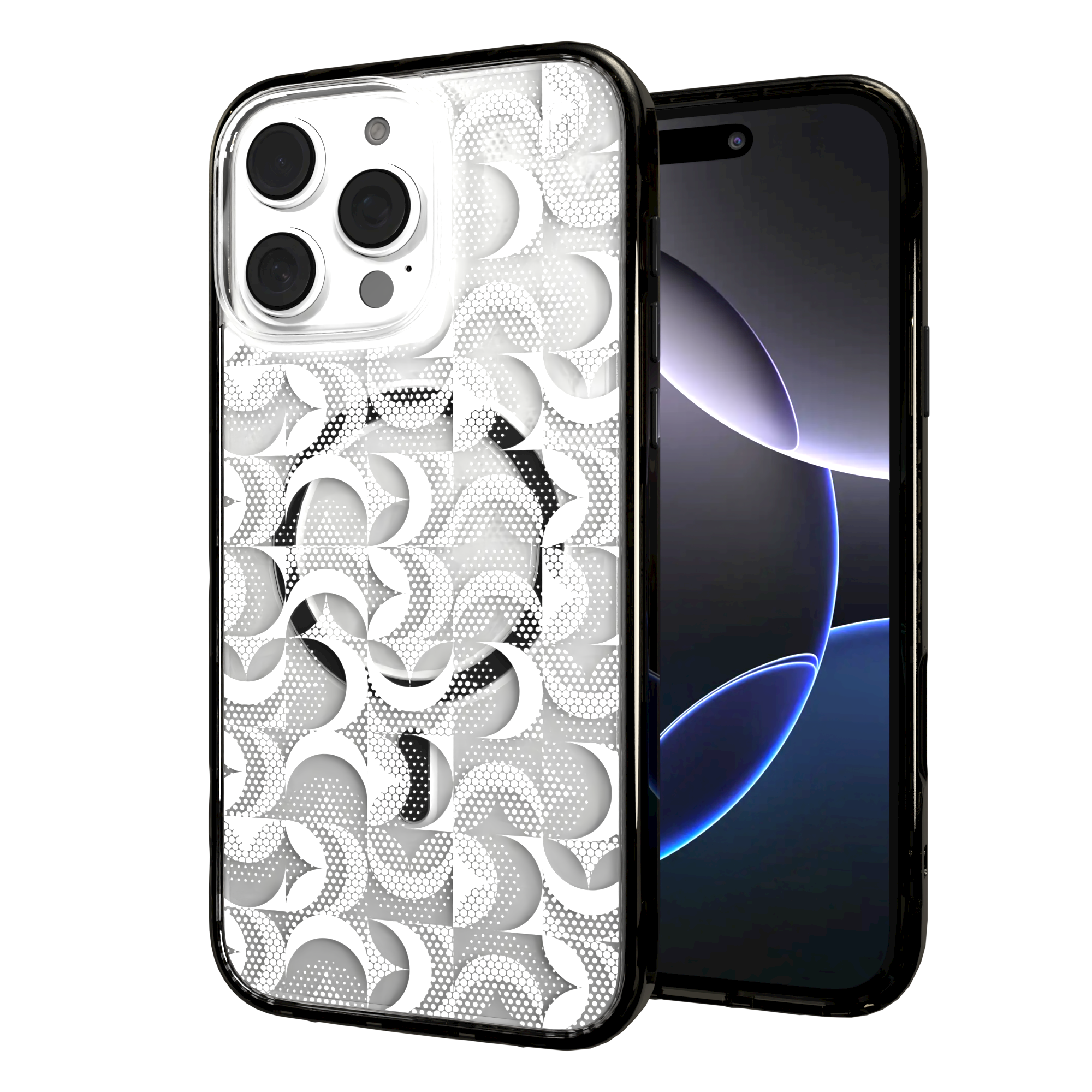 iPhone 16 Series | MagSafe | Abstract Art Case | Retro White Swirls Retro White / iPhone 16 Pro Max / Black