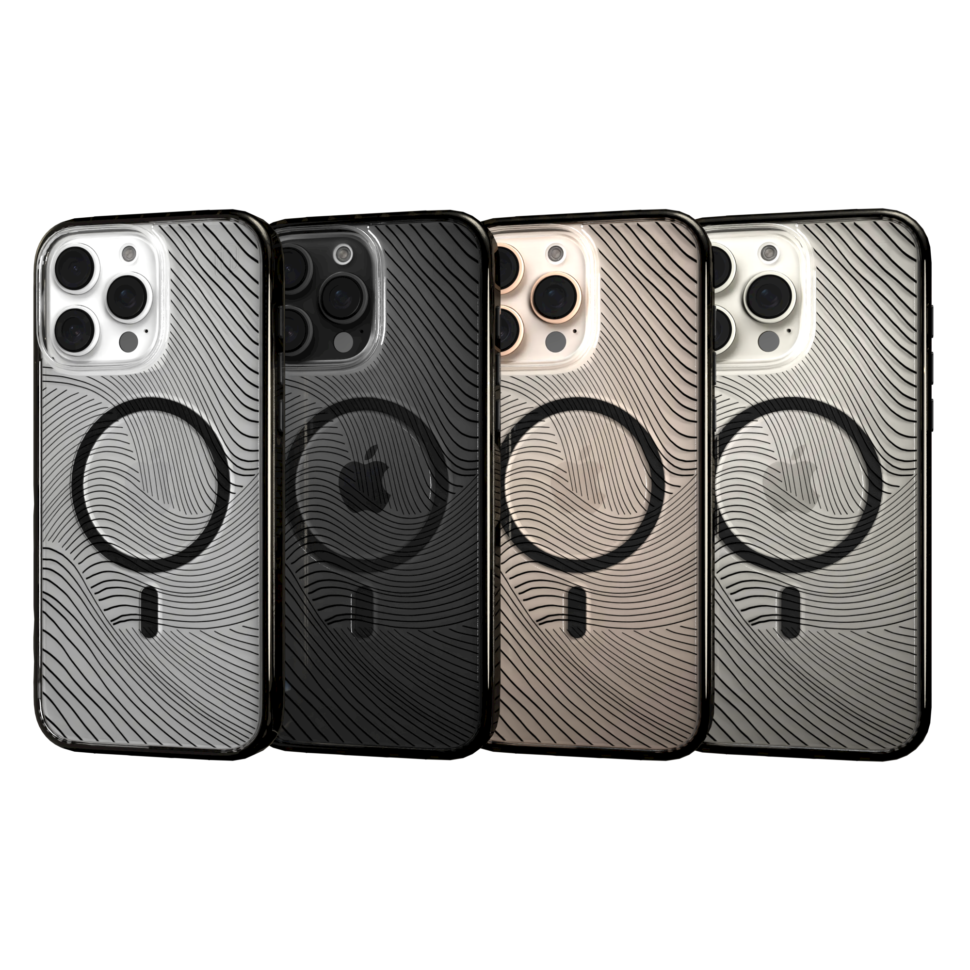iPhone 16 Series | MagSafe | Abstract Art Case | Retro Clear Waves Retro Clear / iPhone 16 Pro Max / Black
