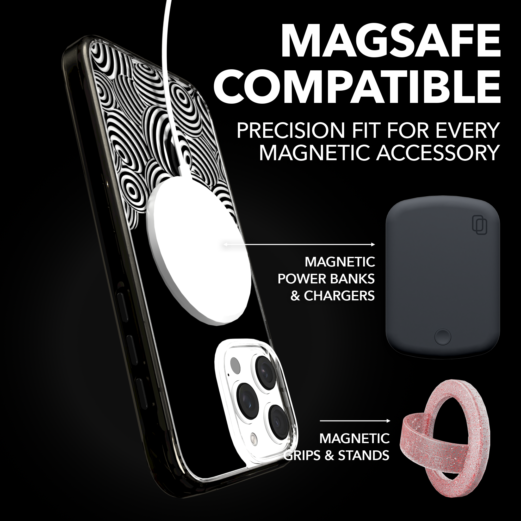 iPhone 16 Series | MagSafe | Monochromatic Collection | 3D Orb Swirl Ballpit / iPhone 16 Pro Max / Black