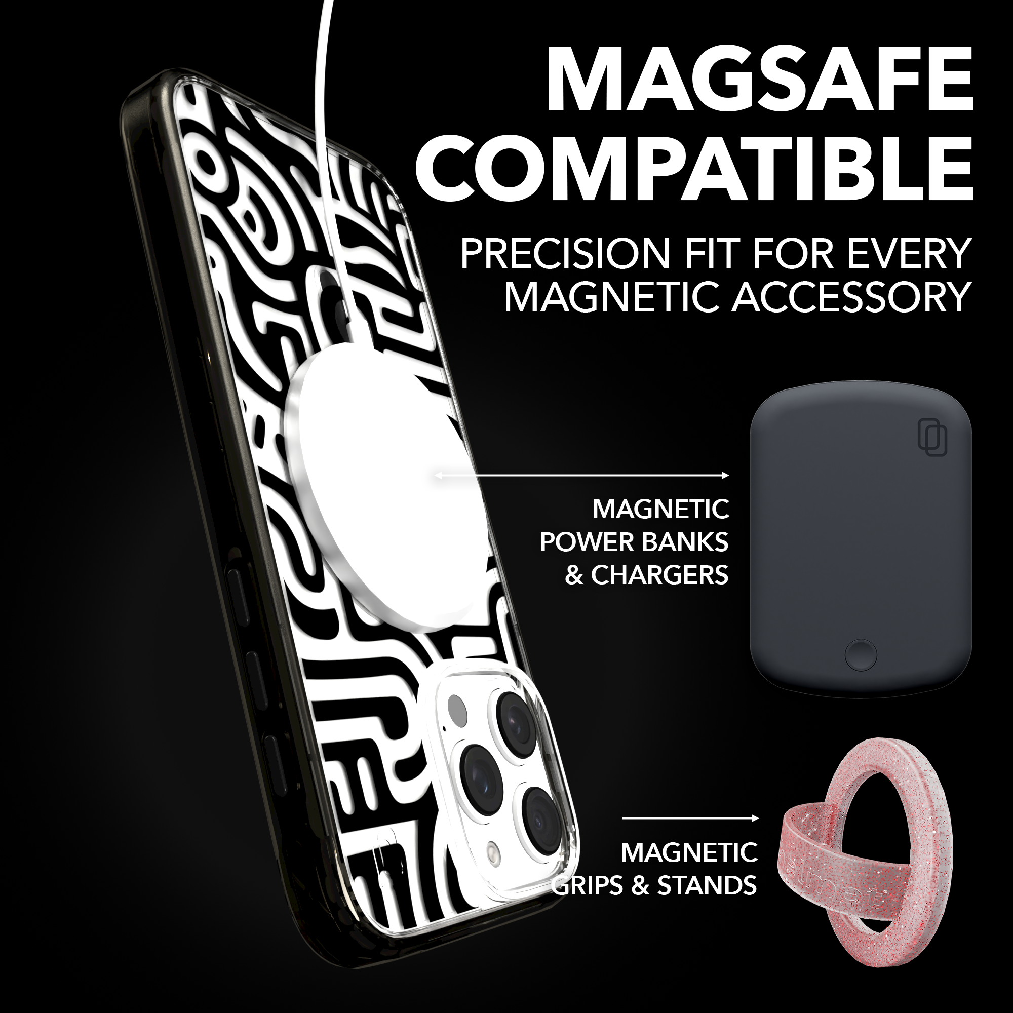 iPhone 16 Series | MagSafe | Monochromatic Case Designs | Glyphs Glyphs / iPhone 16 Pro Max / Black
