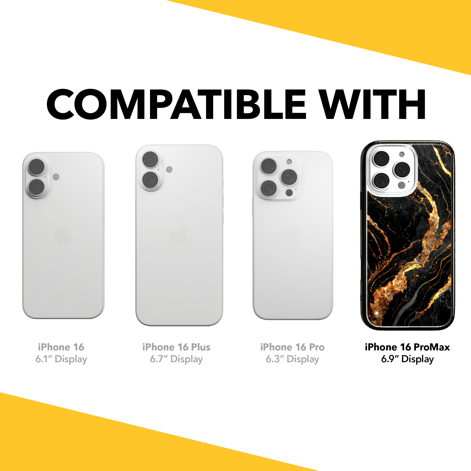 iPhone 16 Series | MagSafe | Stone Beauty Case Collection | Dark Night Black & Gold Marble Dark Night / iPhone 16 Pro Max / Black