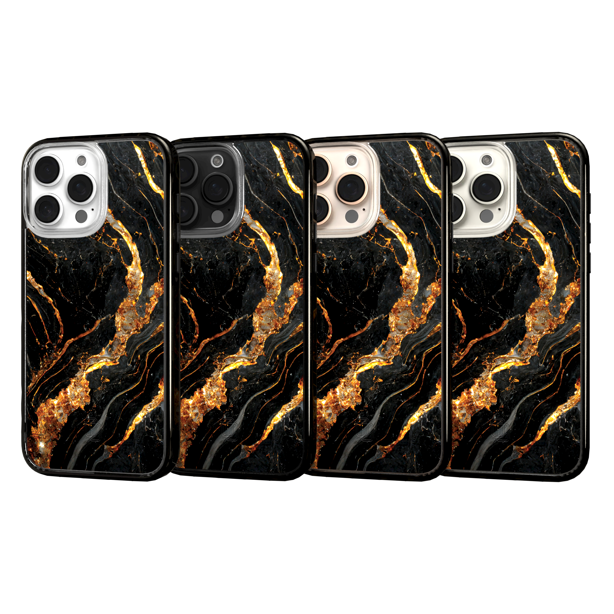 iPhone 16 Series | MagSafe | Stone Beauty Case Collection | Dark Night Black & Gold Marble