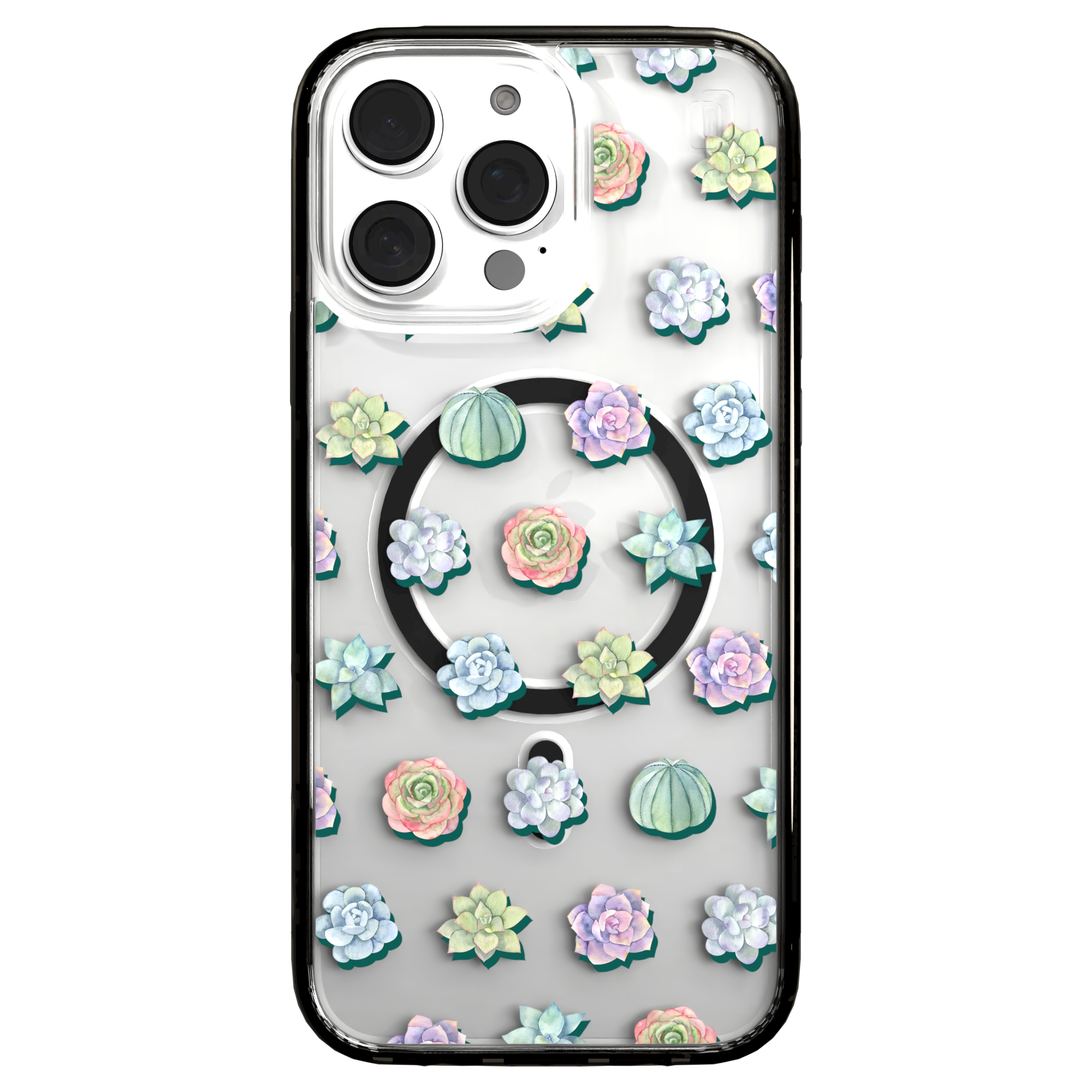 iPhone 16 Series | MagSafe | Nature Case Collection | Succulent Seamless Pattern Succulents / iPhone 16 Pro Max / Black