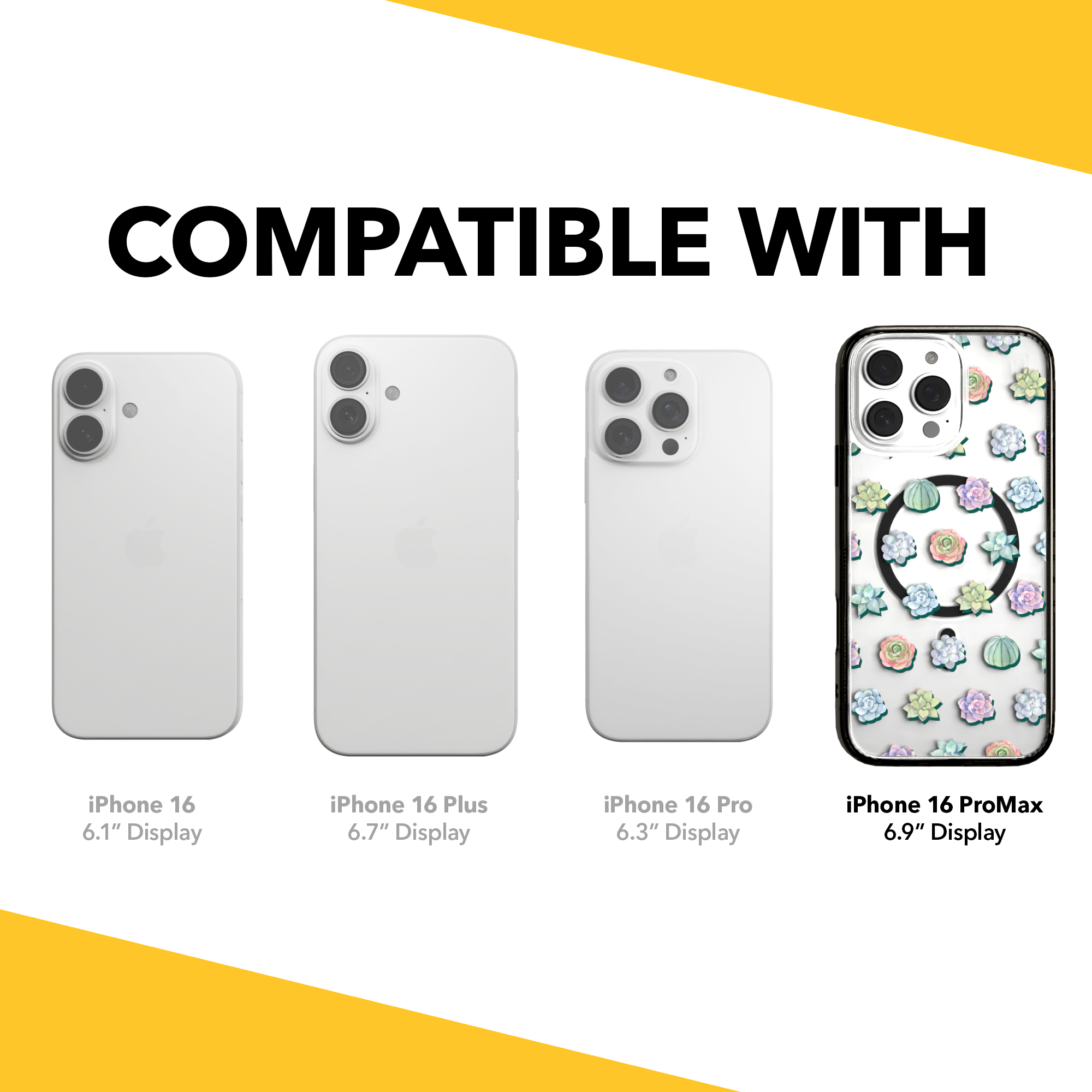 iPhone 16 Series | MagSafe | Nature Case Collection | Succulent Seamless Pattern Succulents / iPhone 16 Pro Max / Black