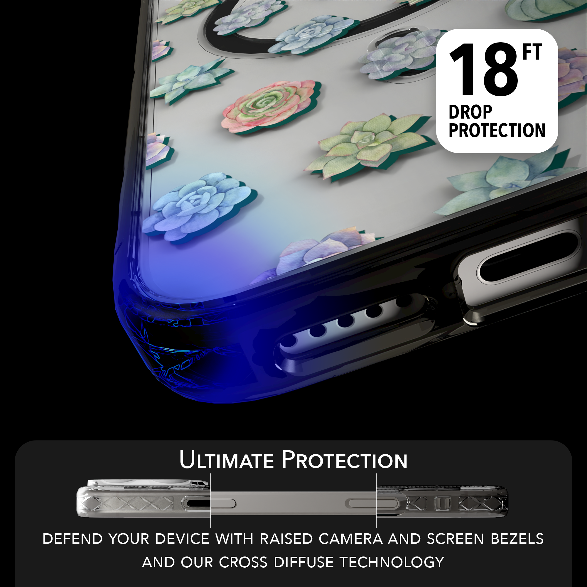 iPhone 16 Series | MagSafe | Nature Case Collection | Succulent Seamless Pattern Succulents / iPhone 16 Pro Max / Black