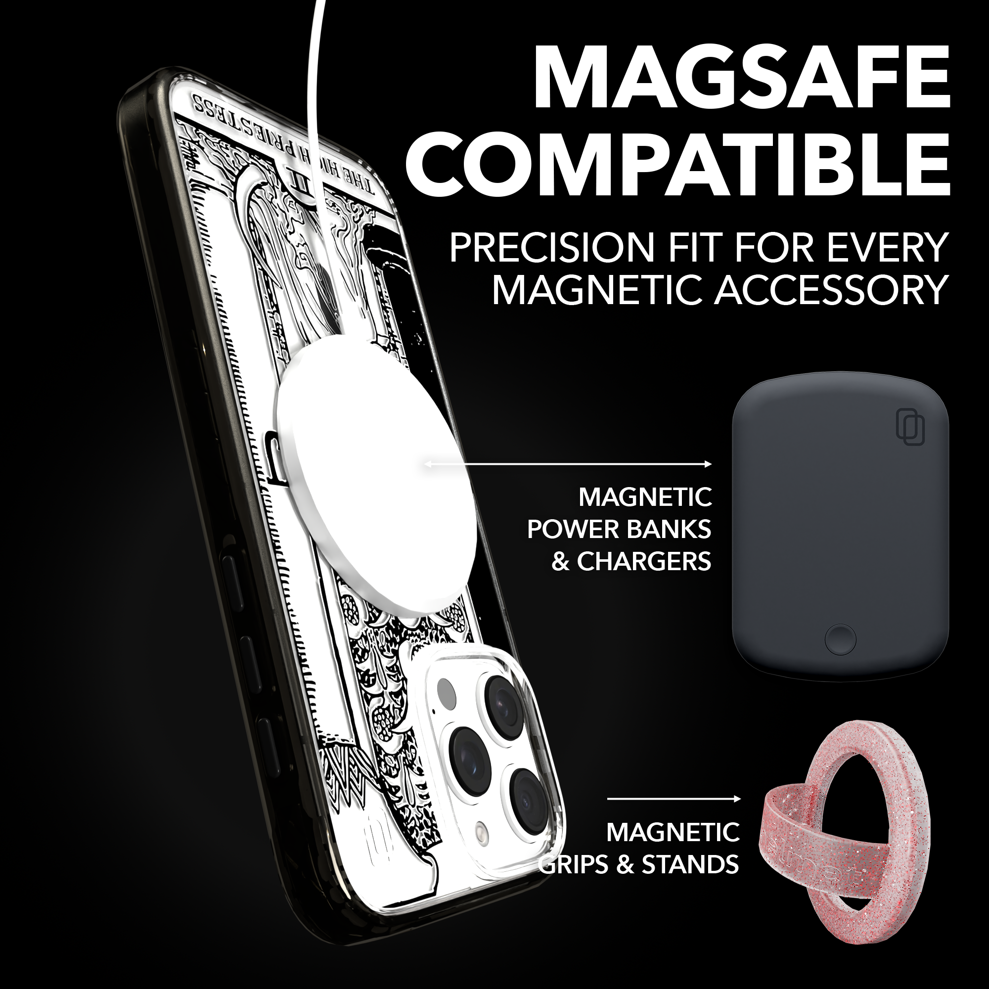 iPhone 16 Series | MagSafe | Tarot Collection | The High Priestess The High Priestess - Line / iPhone 16 Pro Max / Black