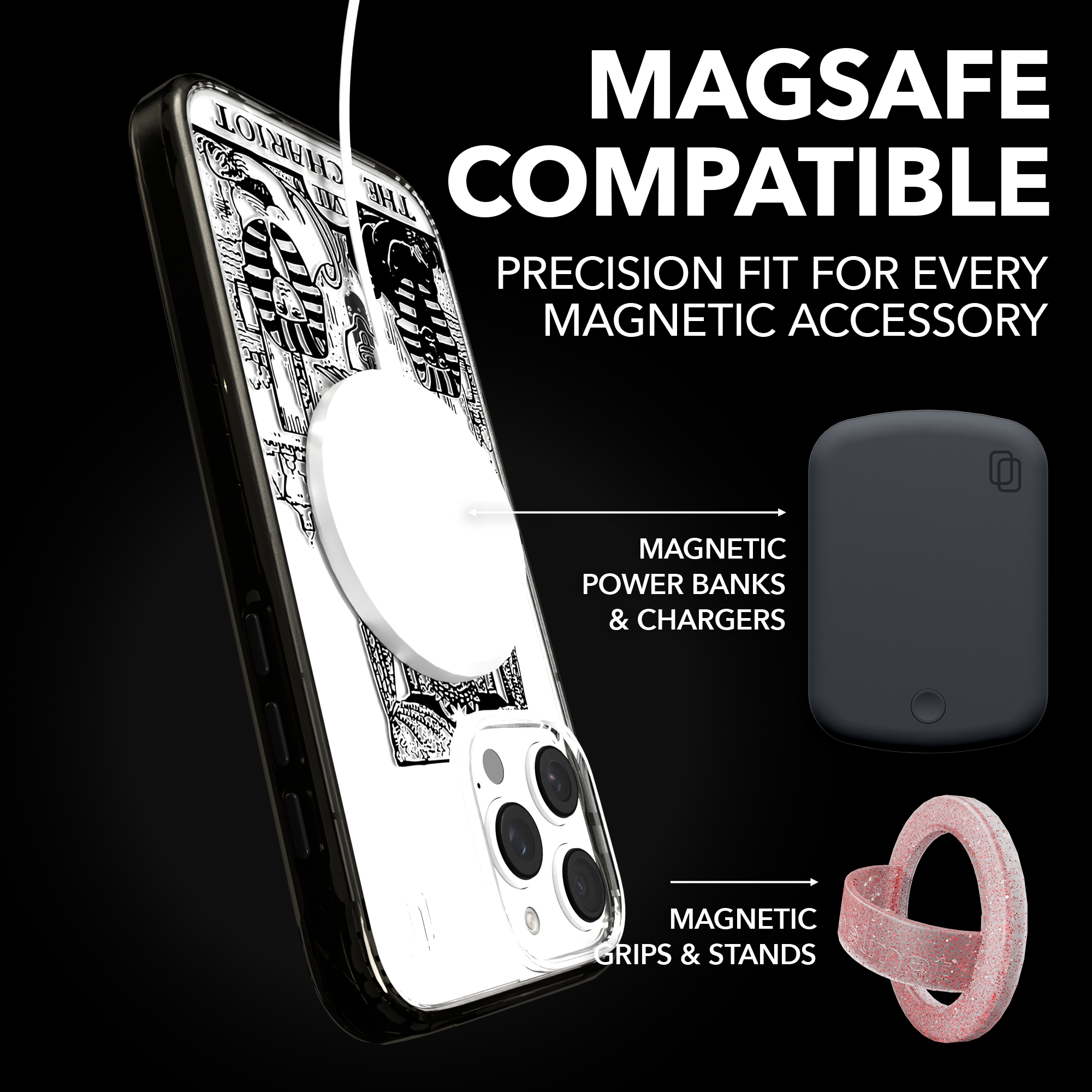 iPhone 16 Series | MagSafe | Tarot Collection | The Chariot The Chariot - Line / iPhone 16 Pro Max / Black