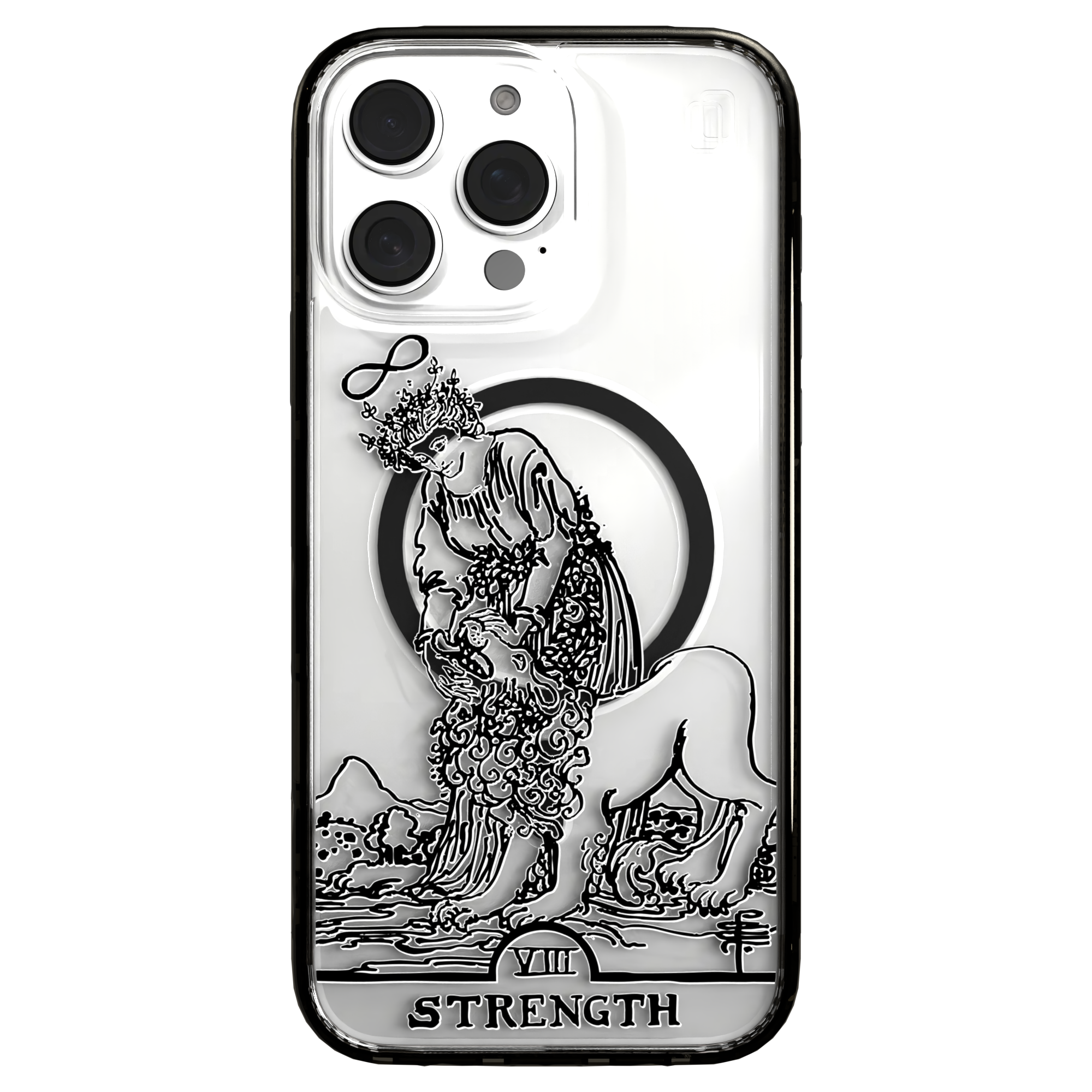 iPhone 16 Series | MagSafe | Tarot Collection | Strength Strength - Line / iPhone 16 Pro Max / Black
