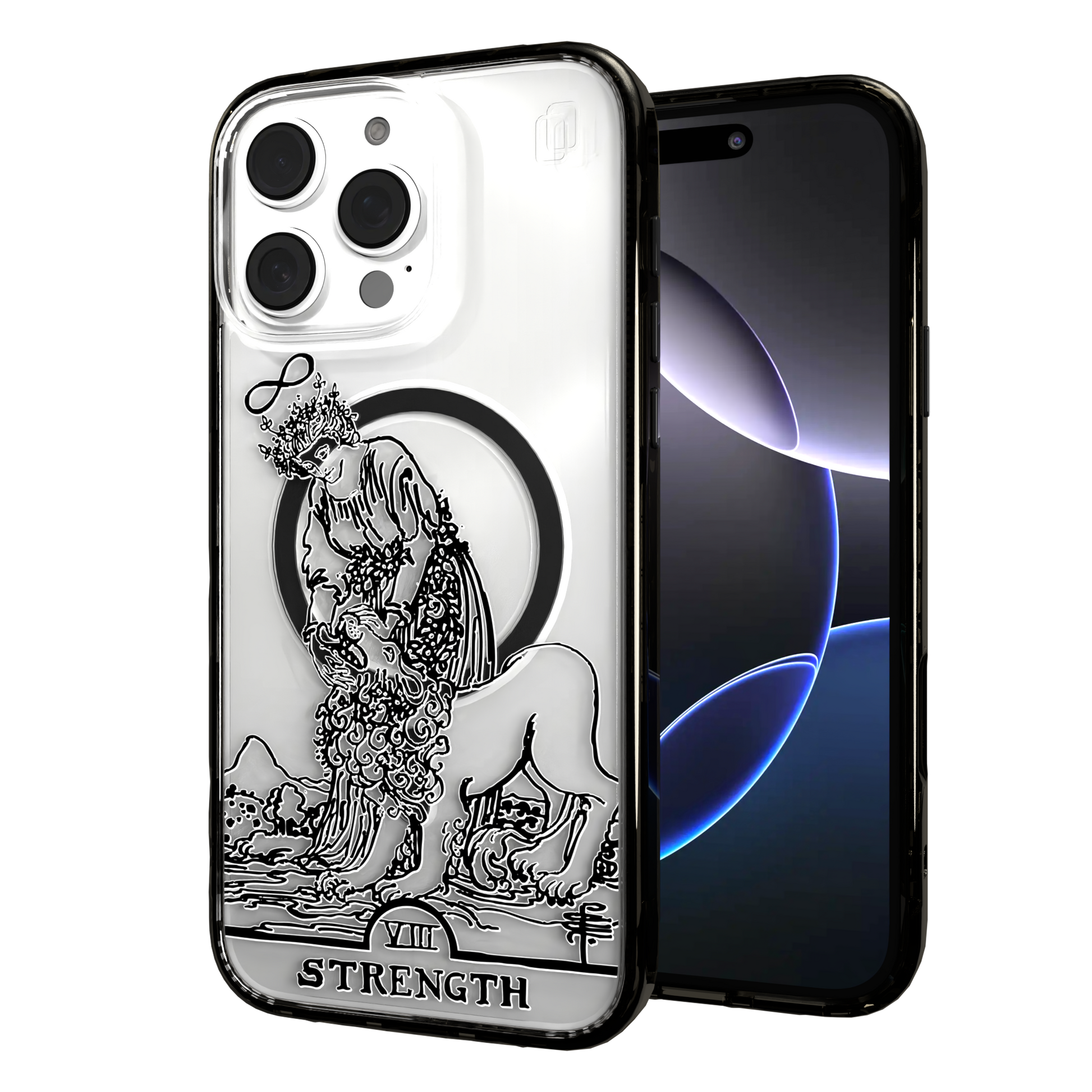 iPhone 16 Series | MagSafe | Tarot Collection | Strength Strength - Line / iPhone 16 Pro Max / Black