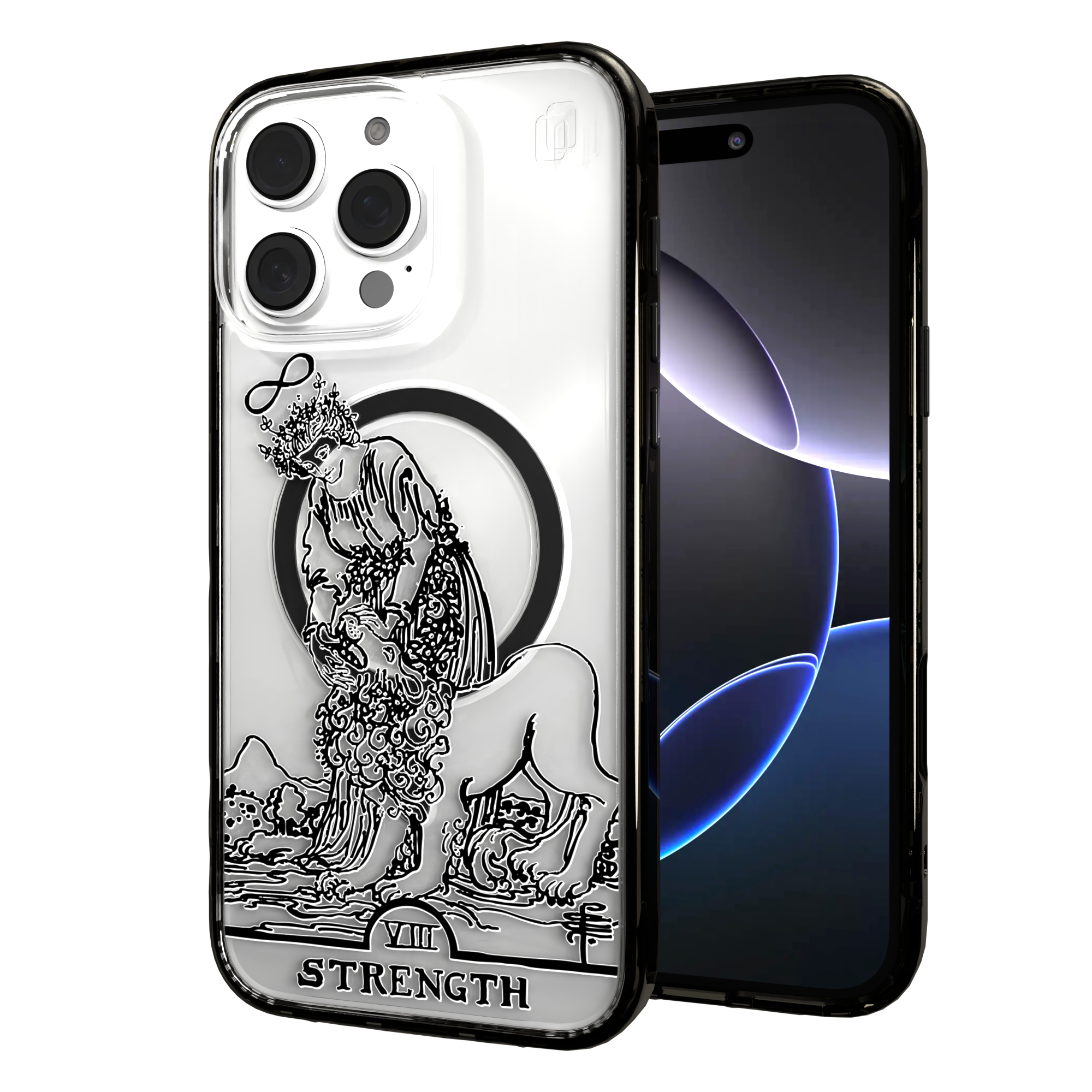 iPhone 16 Series | MagSafe | Tarot Collection | Strength Strength - Line / iPhone 16 Pro Max / Black