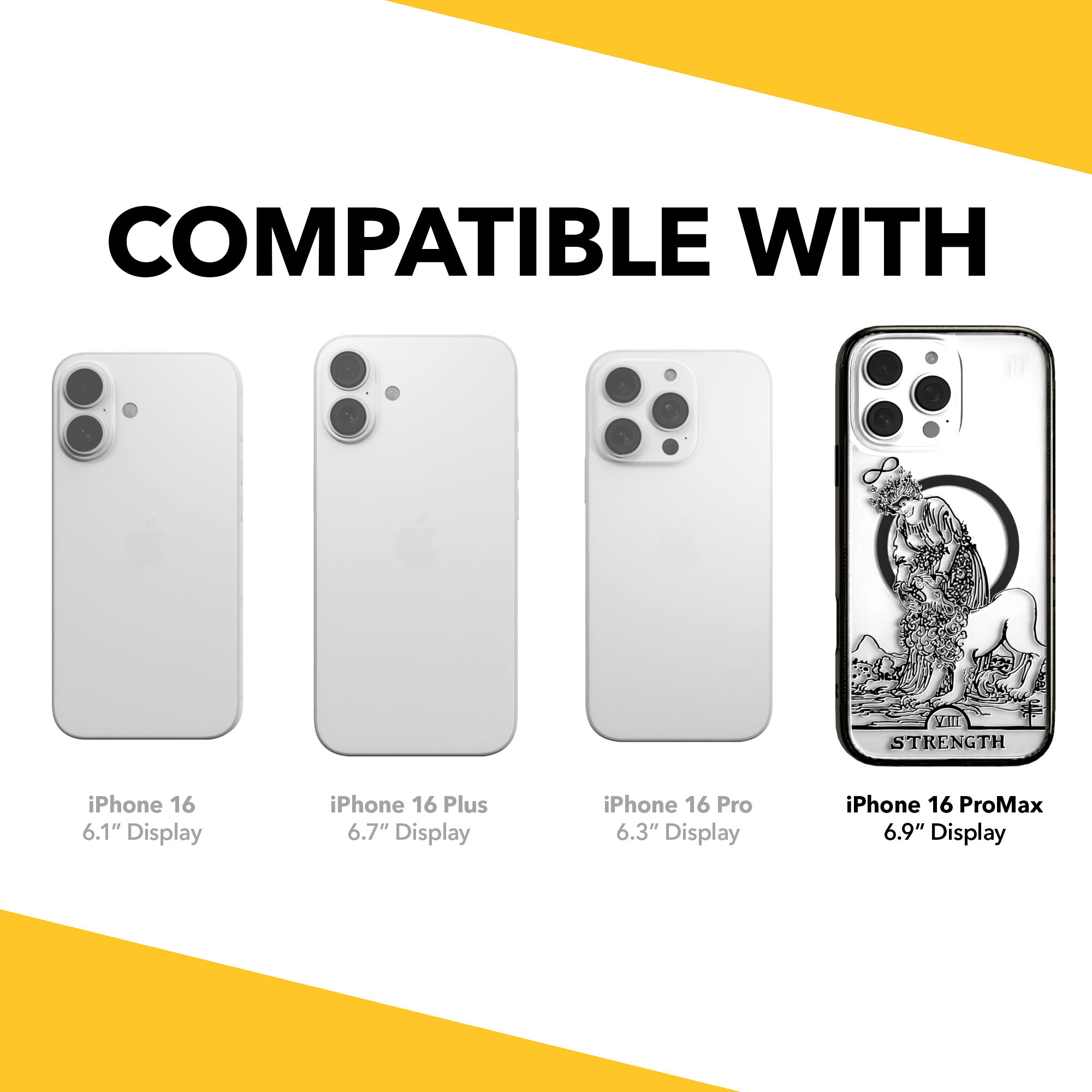 iPhone 16 Series | MagSafe | Tarot Collection | Strength Strength - Line / iPhone 16 Pro Max / Black