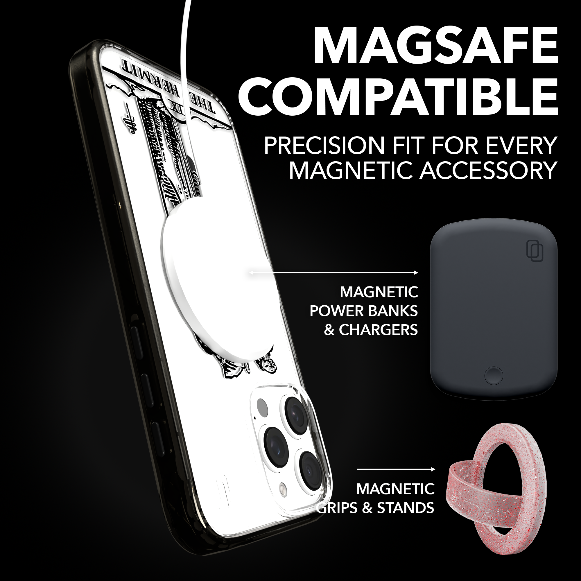iPhone 16 Series | MagSafe | Tarot Collection | The Hermit The Hermit - Line / iPhone 16 Pro Max / Black