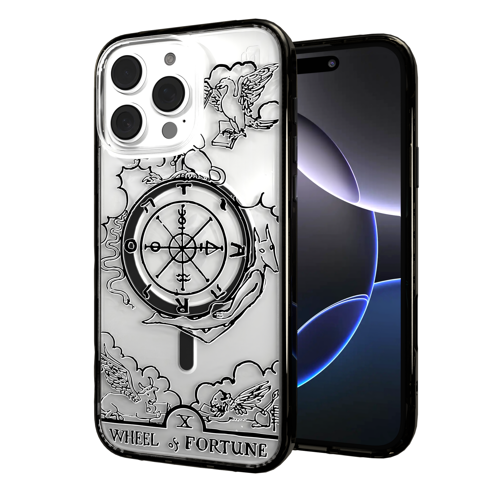 iPhone 16 Series | MagSafe | Tarot Collection | Wheel of Fortune Wheel of Fortune - Line / iPhone 16 Pro Max / Black