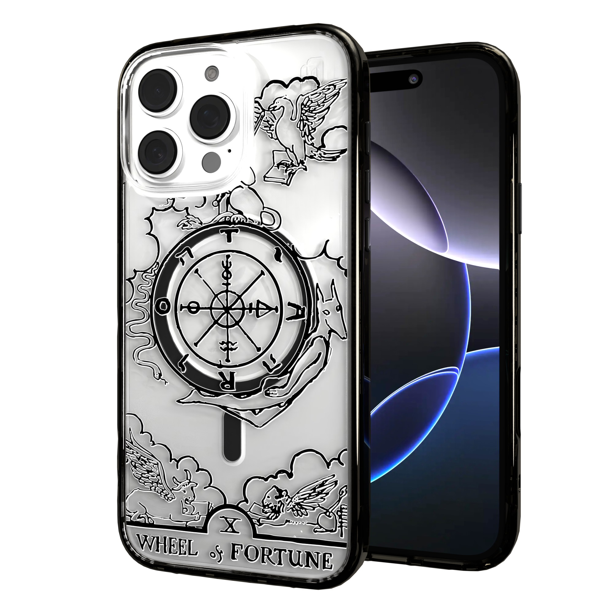 iPhone 16 Series | MagSafe | Tarot Collection | Wheel of Fortune Wheel of Fortune - Line / iPhone 16 Pro Max / Black