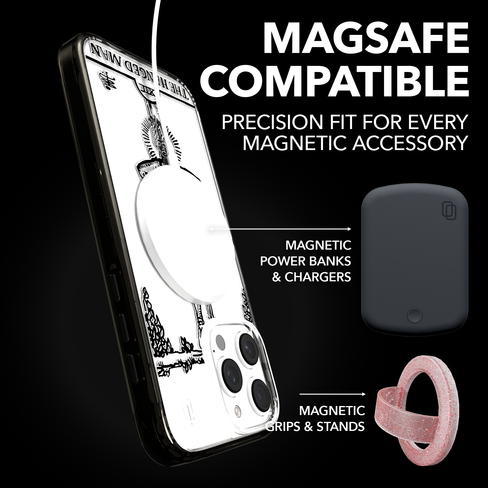 iPhone 16 Series | MagSafe | Tarot Collection | The Hanged Man The Hanged Man - Line / iPhone 16 Pro Max / Black