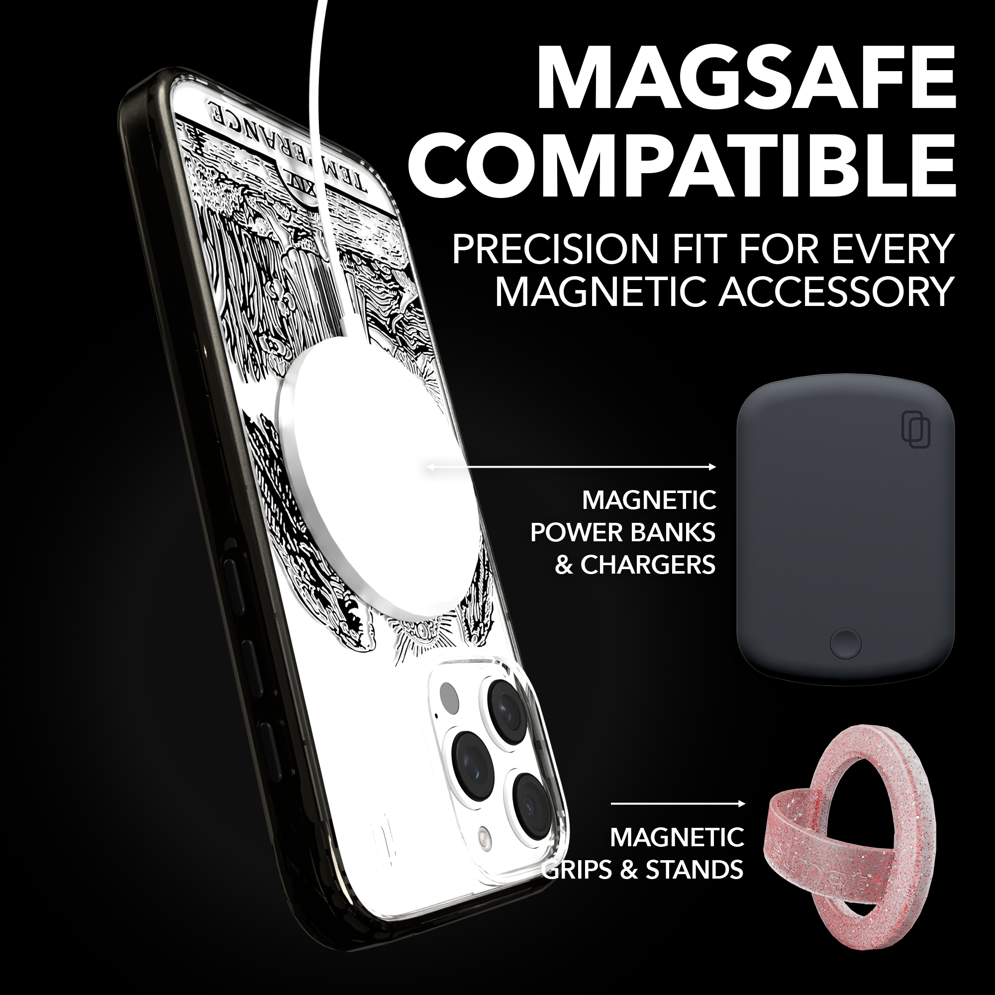 iPhone 16 Series | MagSafe | Tarot Collection | Temperance Temperance - Line / iPhone 16 Pro Max / Black