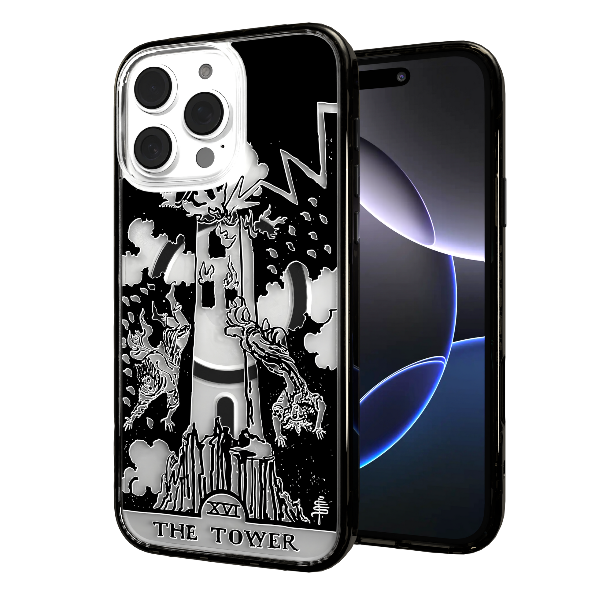 iPhone 16 Series | MagSafe | Tarot Collection | The Tower The Tower - Line / iPhone 16 Pro Max / Black