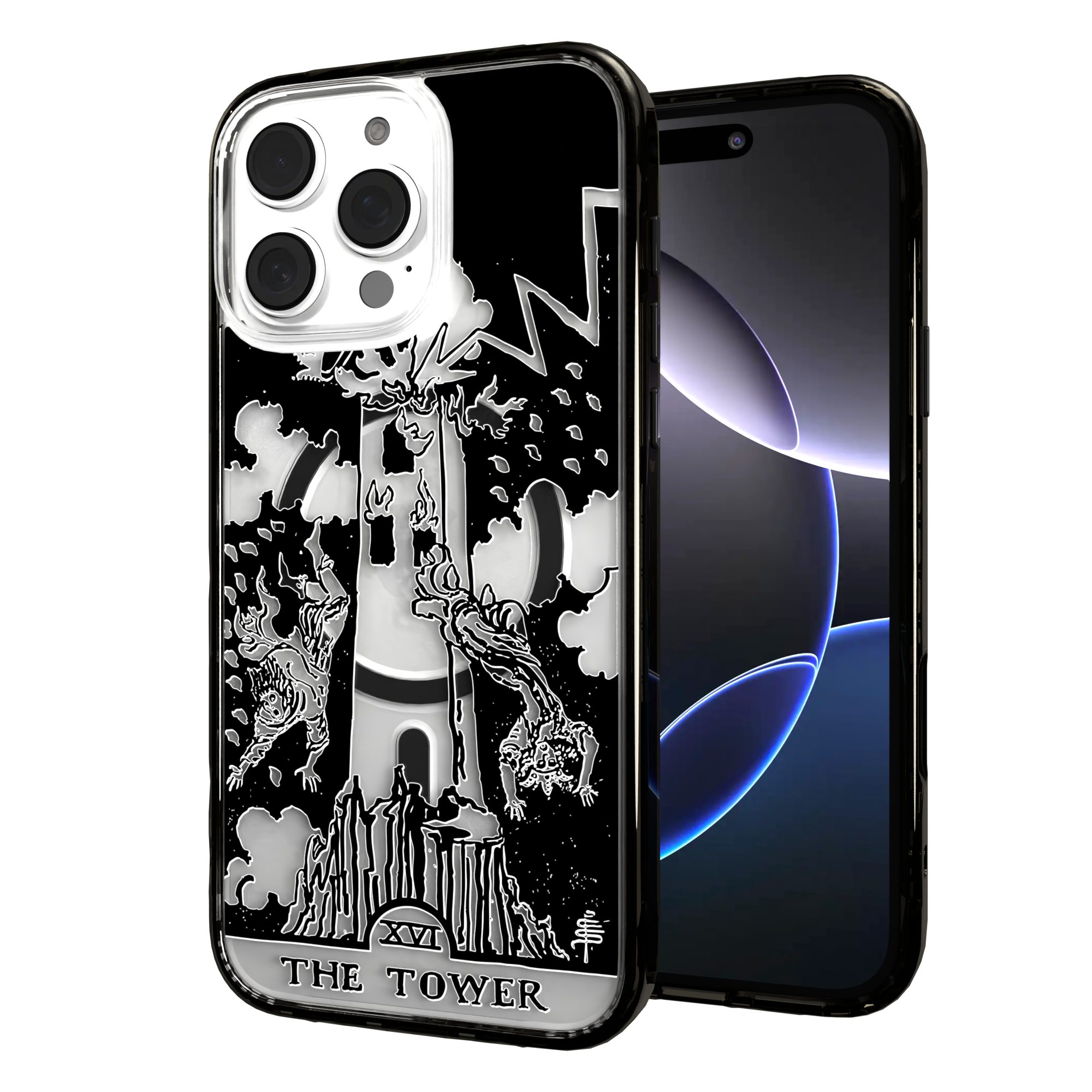 iPhone 16 Series | MagSafe | Tarot Collection | The Tower The Tower - Line / iPhone 16 Pro Max / Black