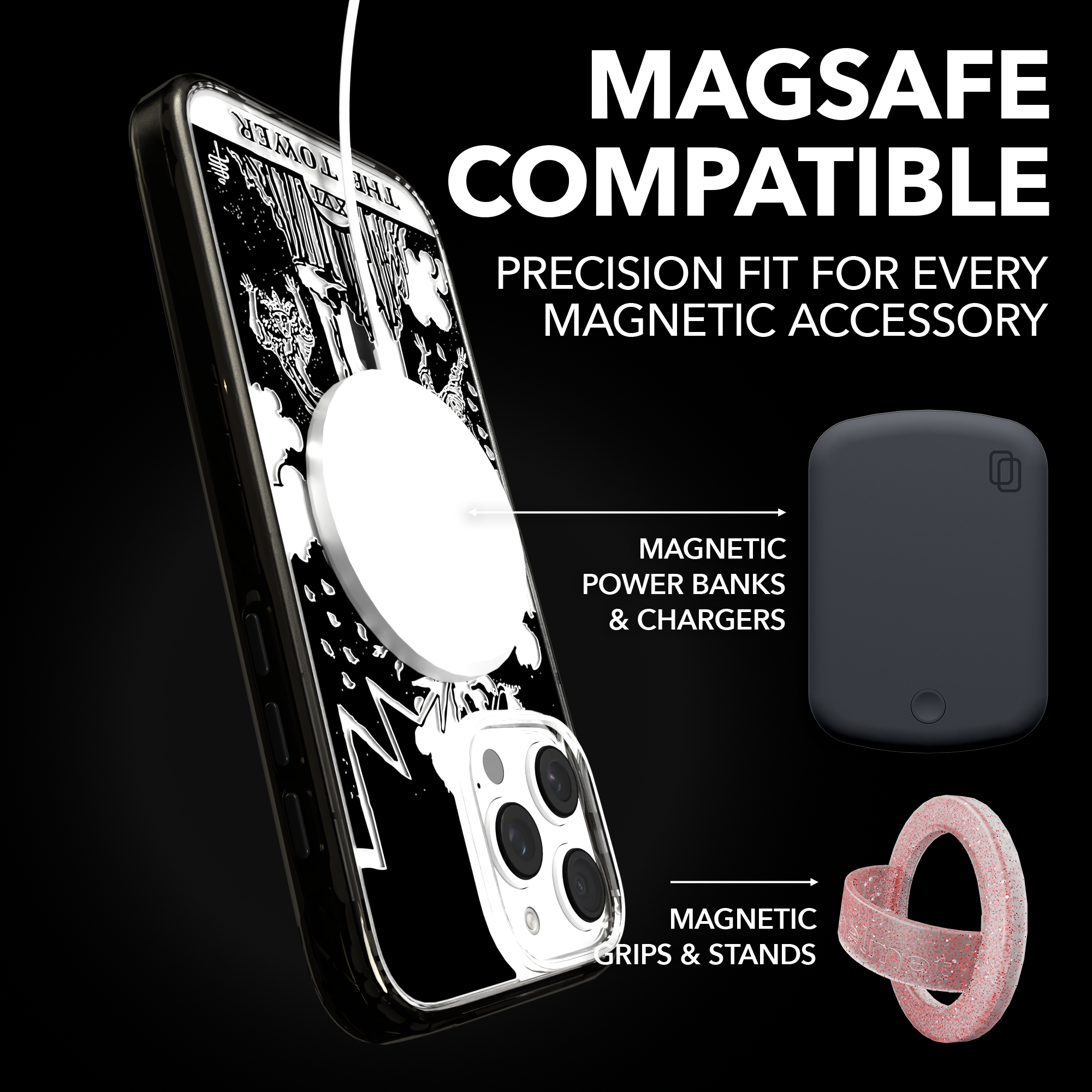 iPhone 16 Series | MagSafe | Tarot Collection | The Tower The Tower - Line / iPhone 16 Pro Max / Black