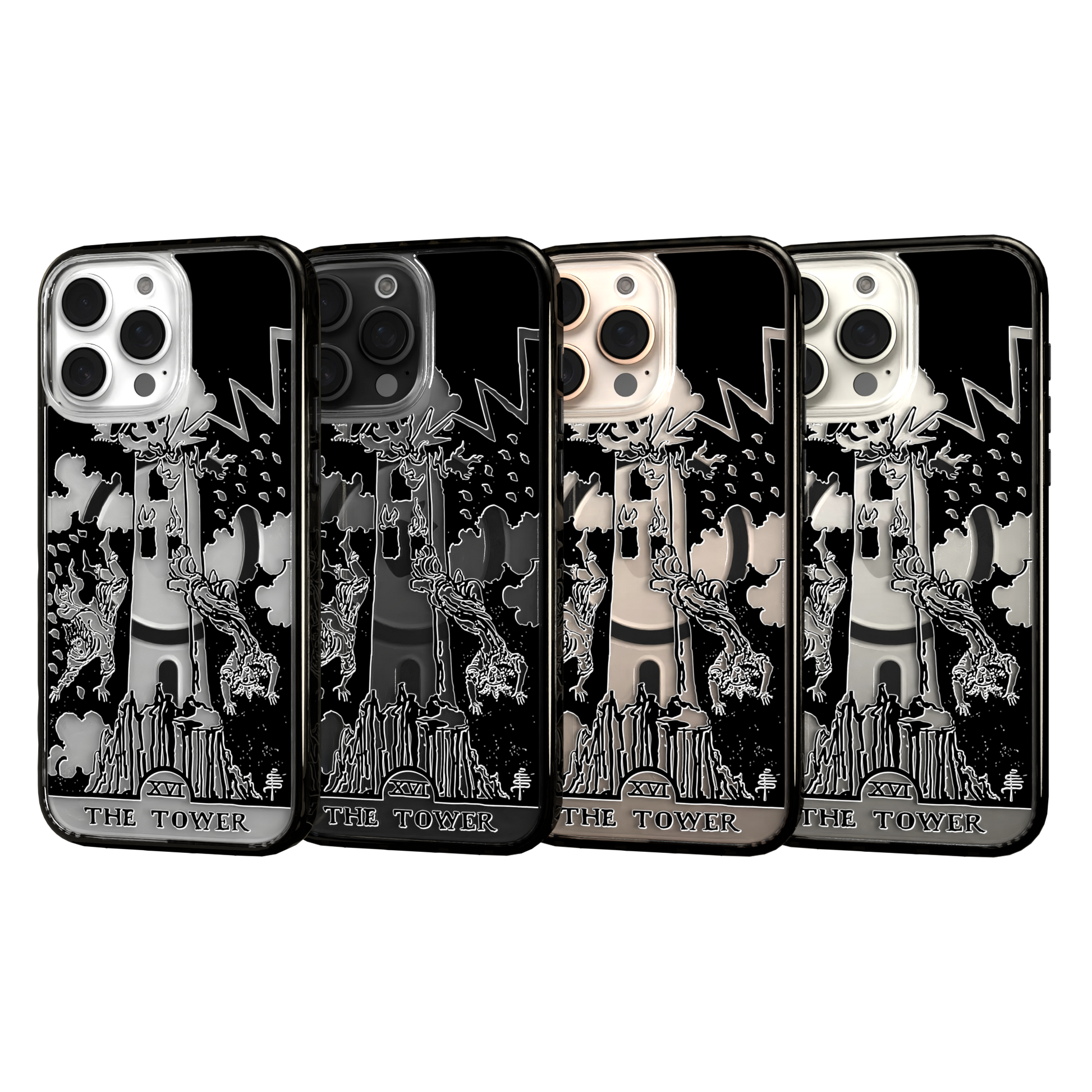 iPhone 16 Series | MagSafe | Tarot Collection | The Tower The Tower - Line / iPhone 16 Pro Max / Black