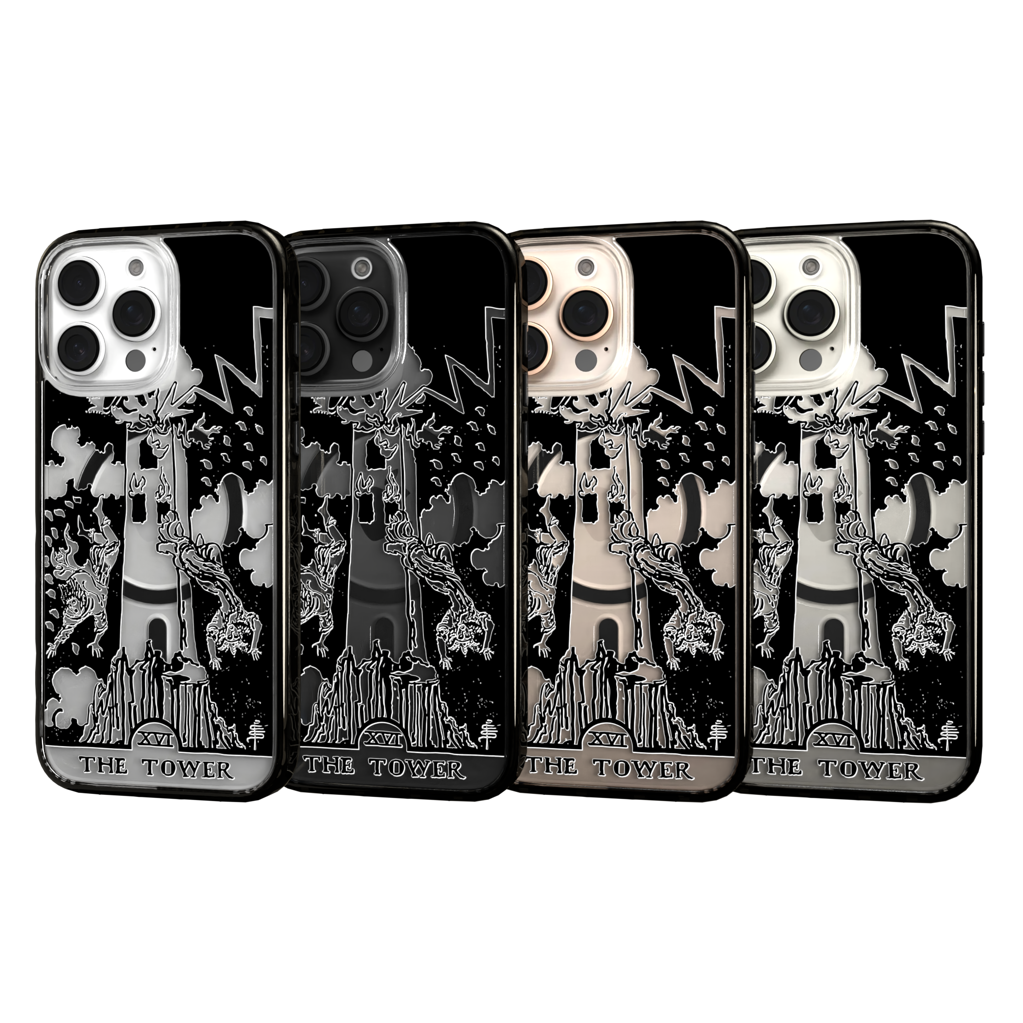 iPhone 16 Series | MagSafe | Tarot Collection | The Tower The Tower - Line / iPhone 16 Pro Max / Black