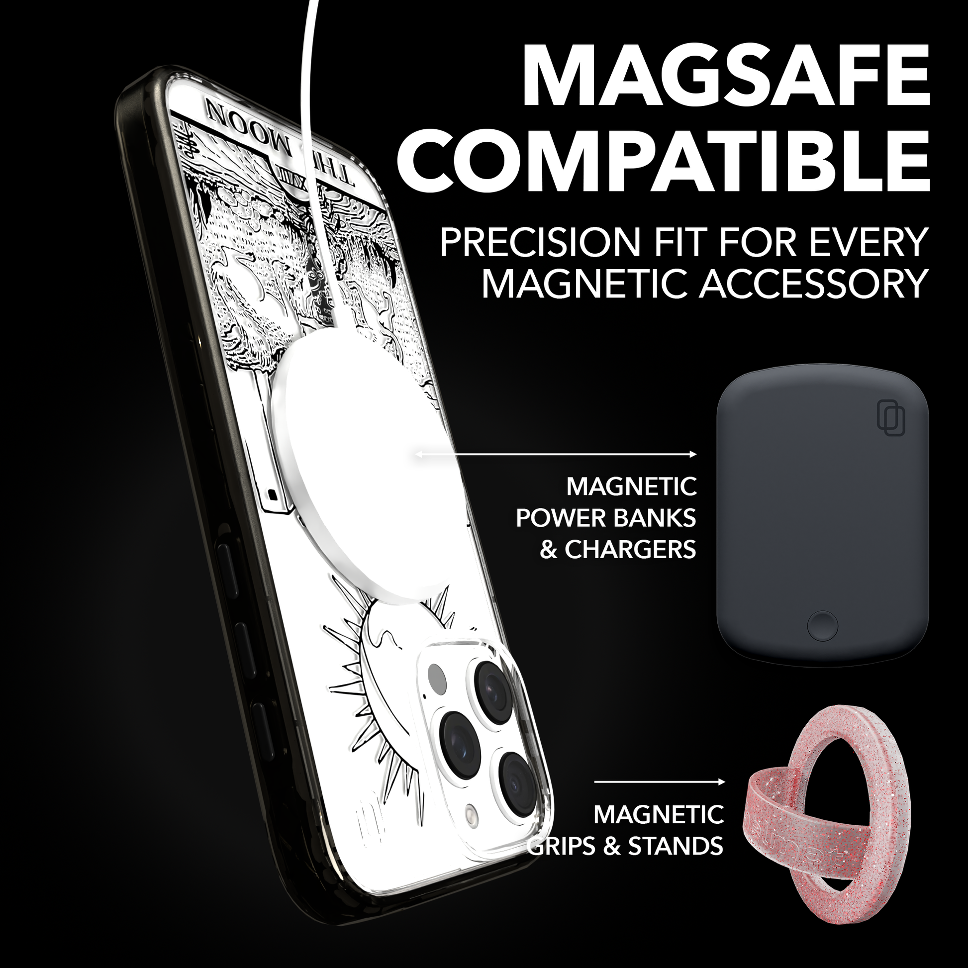 iPhone 16 Series | MagSafe | Tarot Collection | The Moon The Moon - Line / iPhone 16 Pro Max / Black