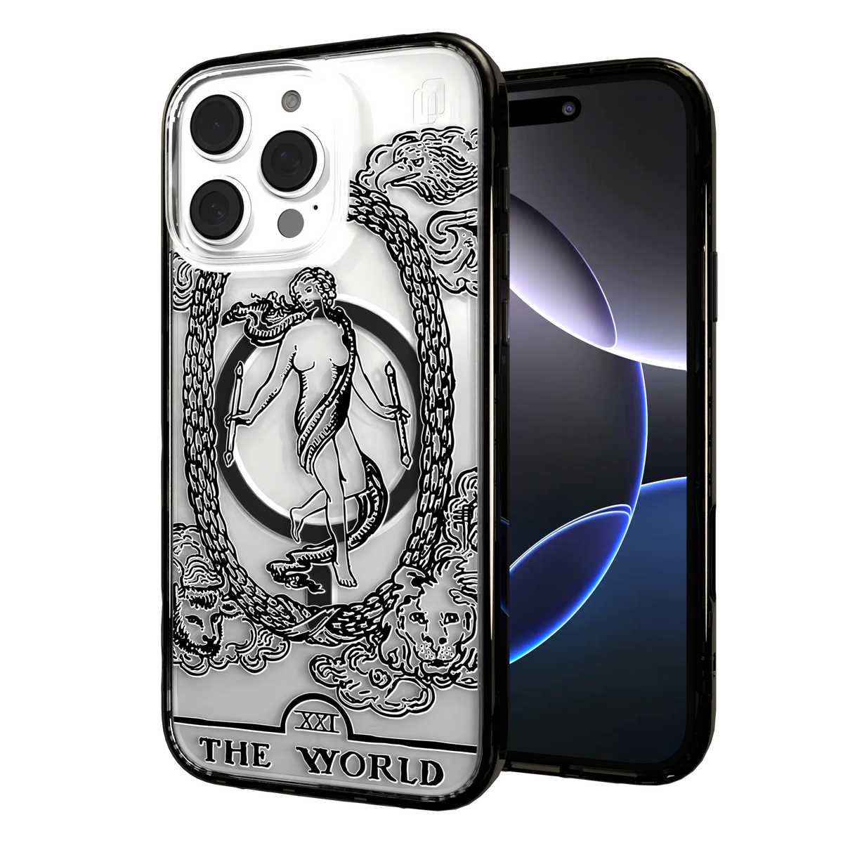 iPhone 16 Series | MagSafe | Tarot Collection | The World The World - Line / iPhone 16 Pro Max / Black