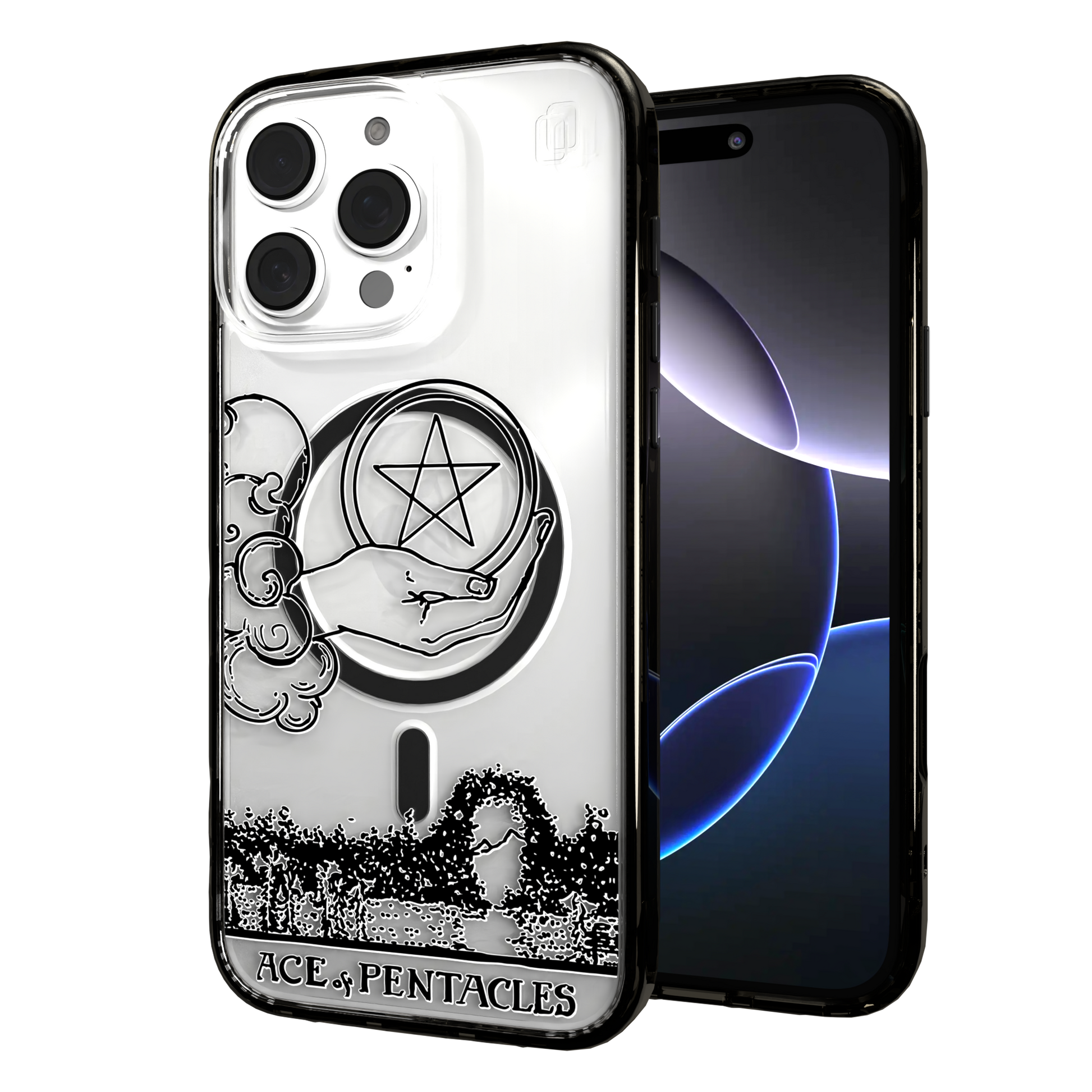 iPhone 16 Series | MagSafe | Tarot Collection | Ace of Pentacles Ace of Pentacles - Line / iPhone 16 Pro Max / Black