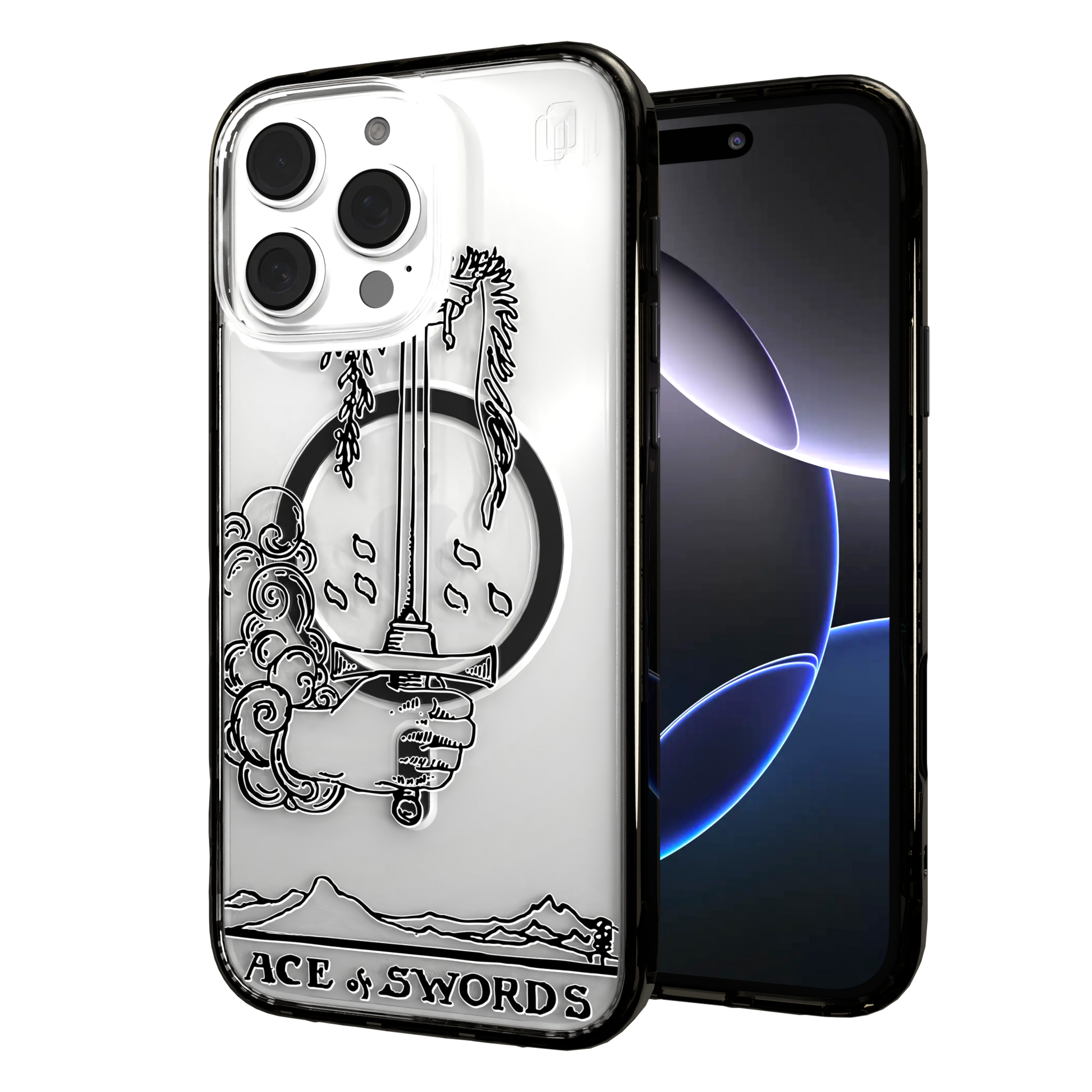 iPhone 16 Series | MagSafe | Tarot Collection | Ace of Swords Ace of Swords - Line / iPhone 16 Pro Max / Black