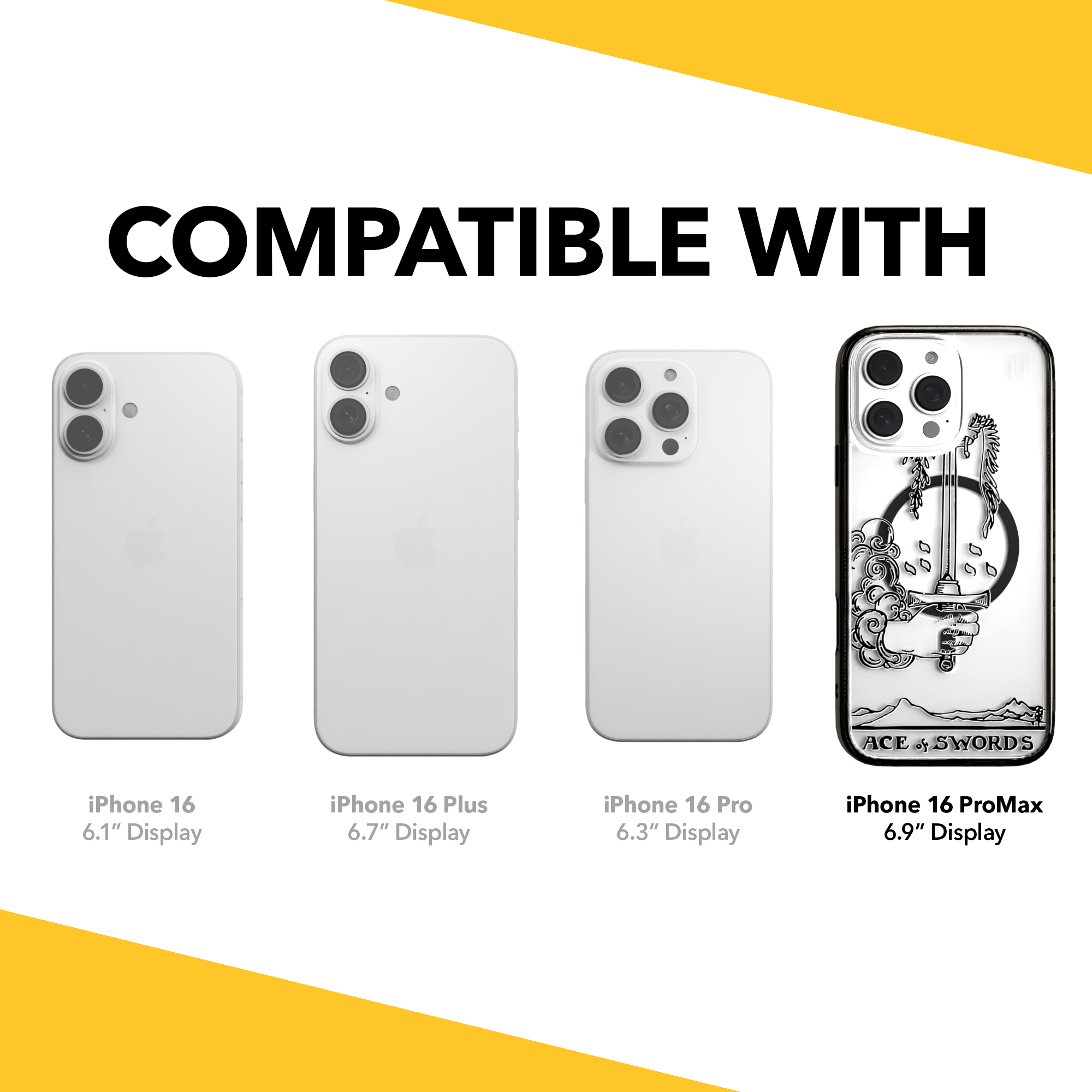 iPhone 16 Series | MagSafe | Tarot Collection | Ace of Swords Ace of Swords - Line / iPhone 16 Pro Max / Black