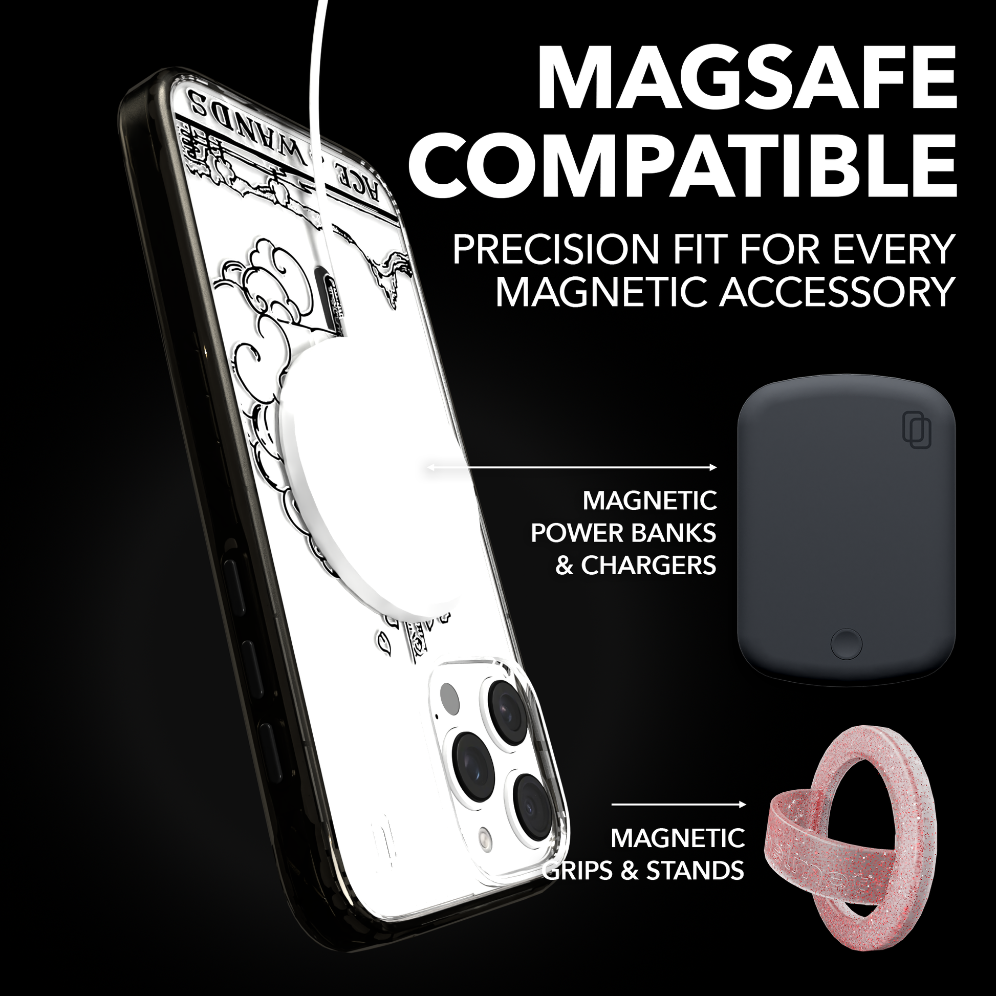 iPhone 16 Series | MagSafe | Tarot Collection | Ace of Wands Ace of Wands - Line / iPhone 16 Pro Max / Black