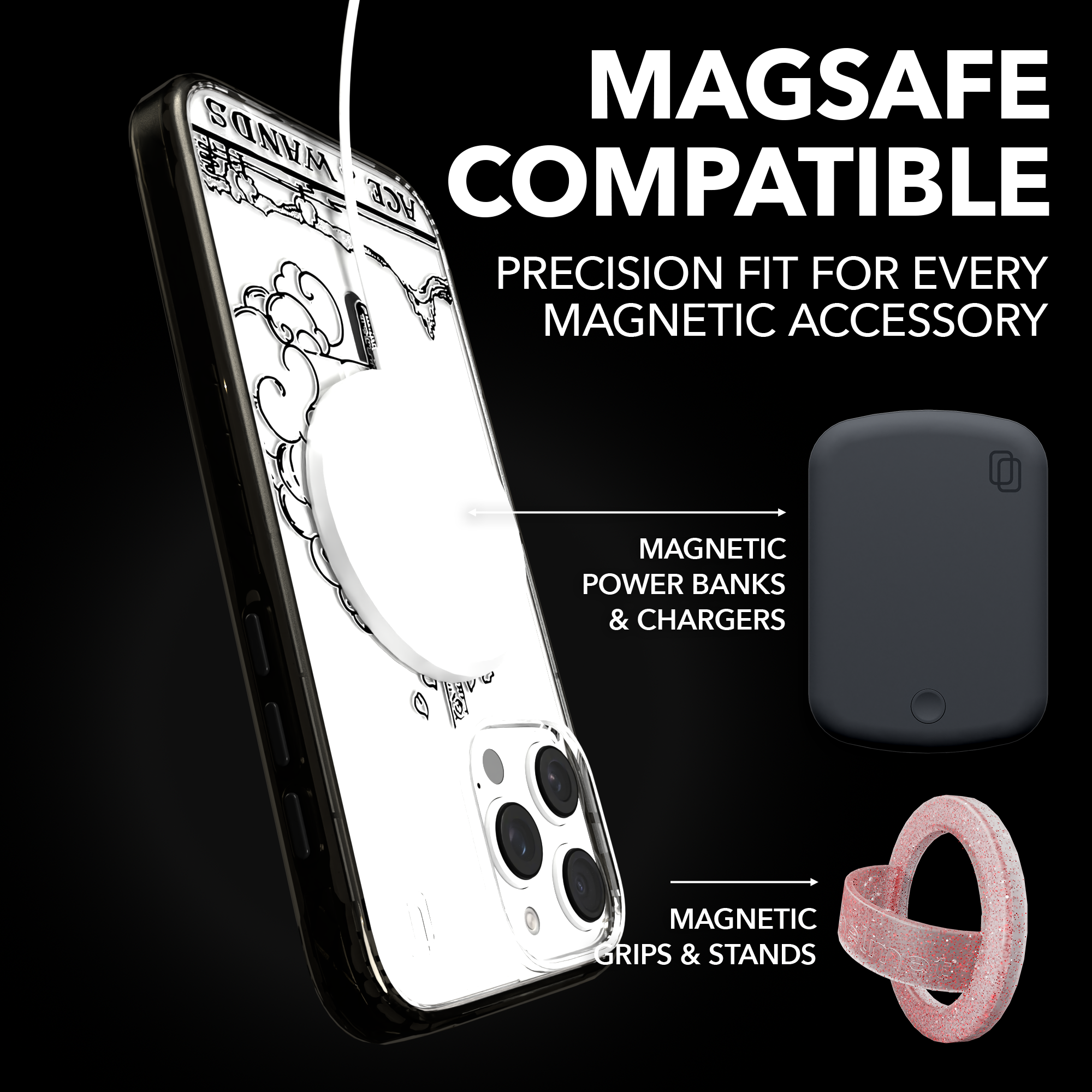 iPhone 16 Series | MagSafe | Tarot Collection | Ace of Wands Ace of Wands - Line / iPhone 16 Pro Max / Black