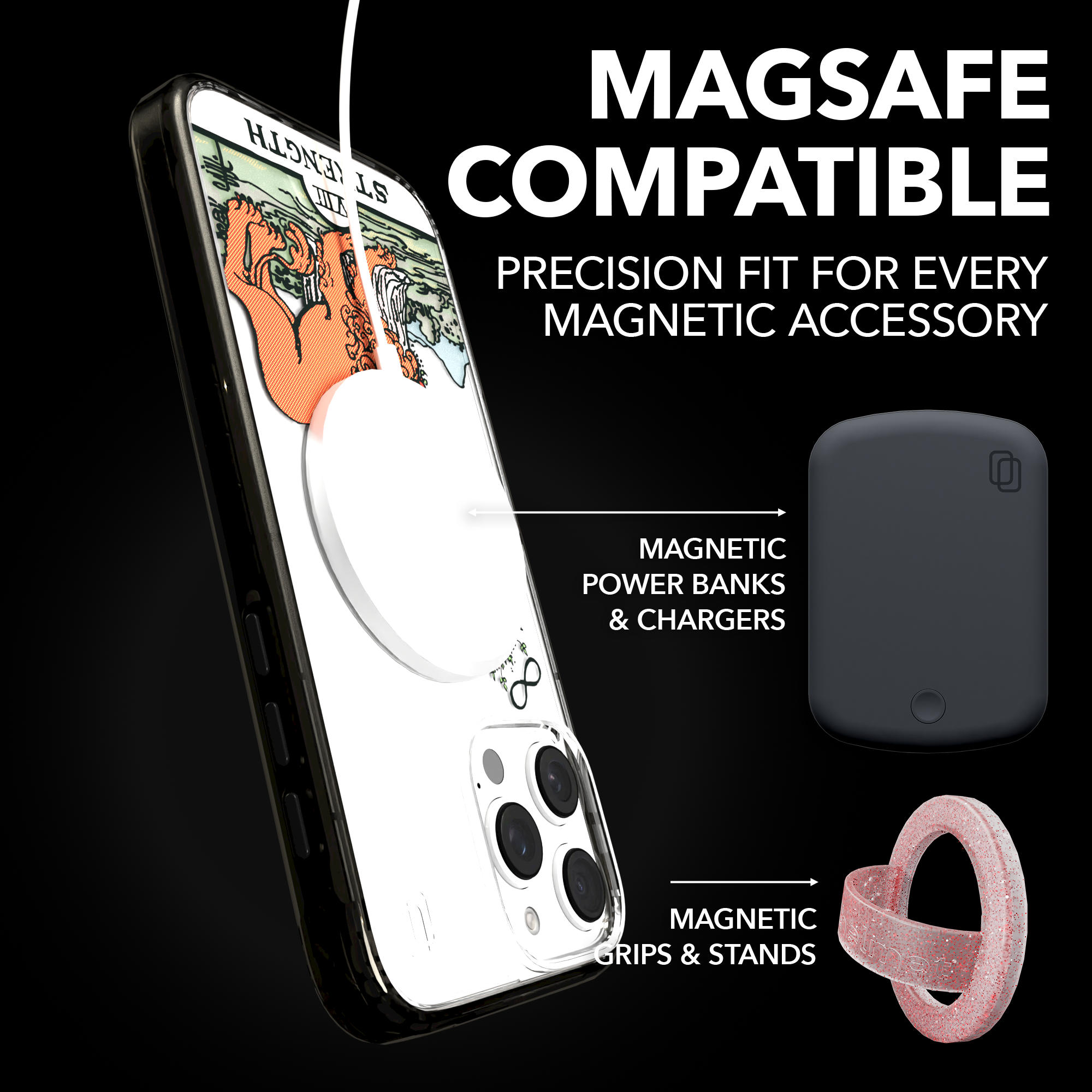 iPhone 16 Series | MagSafe | Tarot Collection | Strength Strength - Color / iPhone 16 Pro Max / Black
