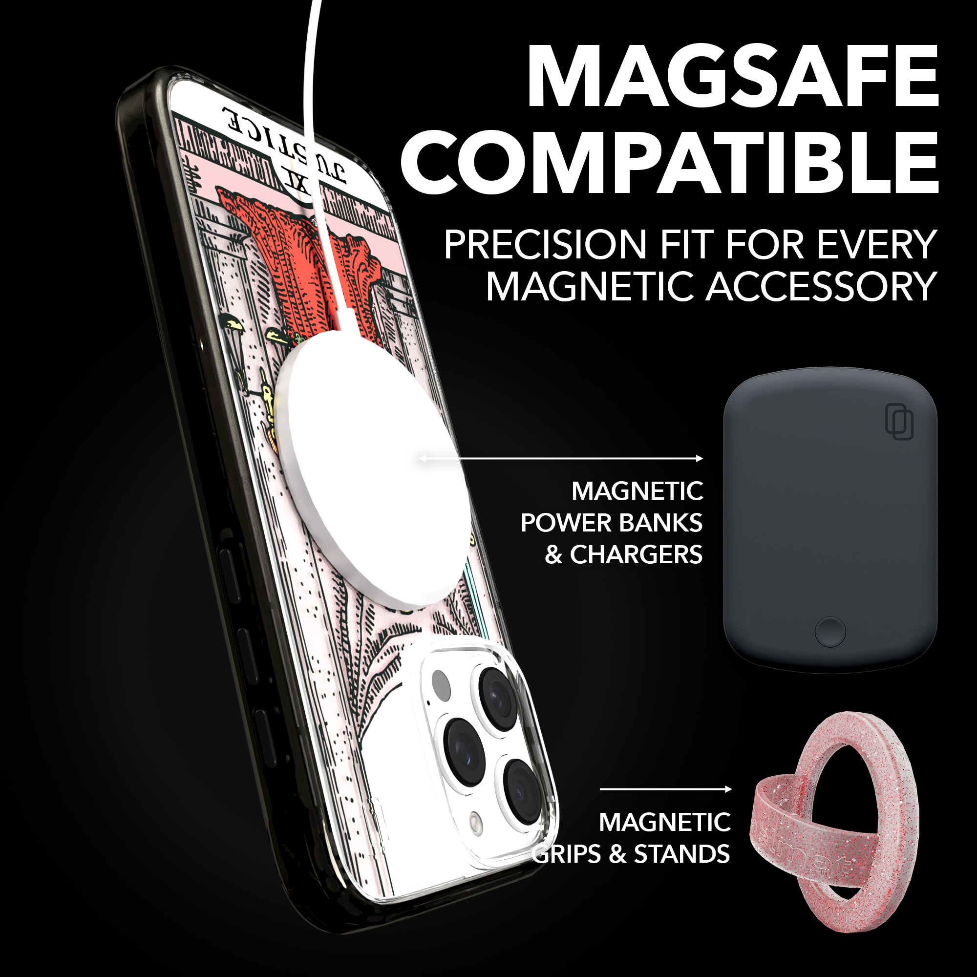 iPhone 16 Series | MagSafe | Tarot Collection | Justice Justice - Color / iPhone 16 Pro Max / Black