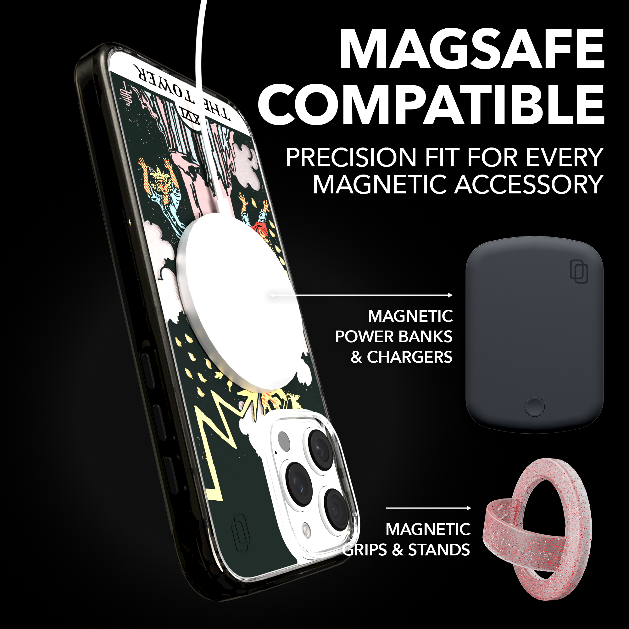 iPhone 16 Series | MagSafe | Tarot Collection | The Tower The Tower - Color / iPhone 16 Pro Max / Black