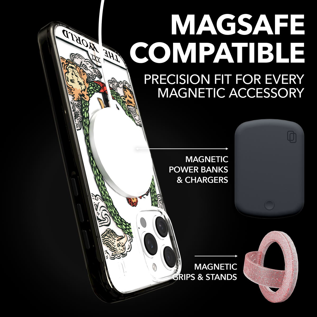 iPhone 16 Series | MagSafe | Tarot Collection | The World The World - Color / iPhone 16 Pro Max / Black