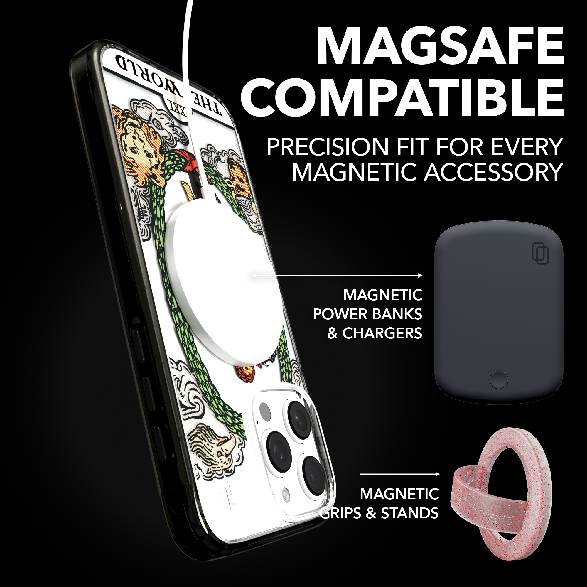 iPhone 16 Series | MagSafe | Tarot Collection | The World The World - Color / iPhone 16 Pro Max / Black