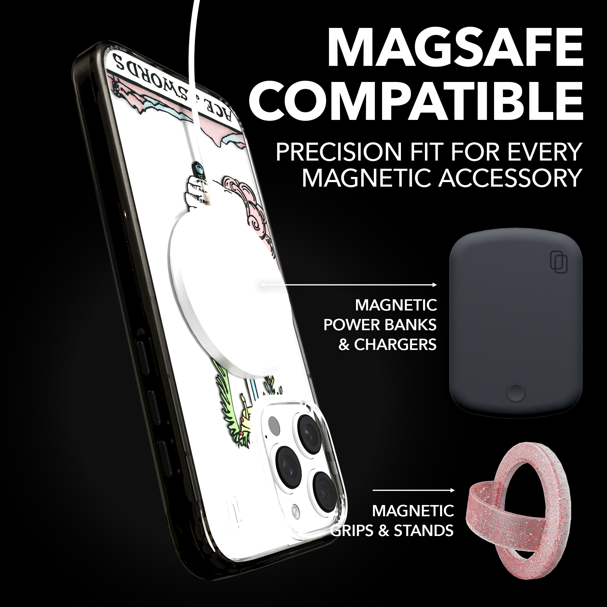 iPhone 16 Series | MagSafe | Tarot Collection | Ace of Swords Ace of Swords - Color / iPhone 16 Pro Max / Black