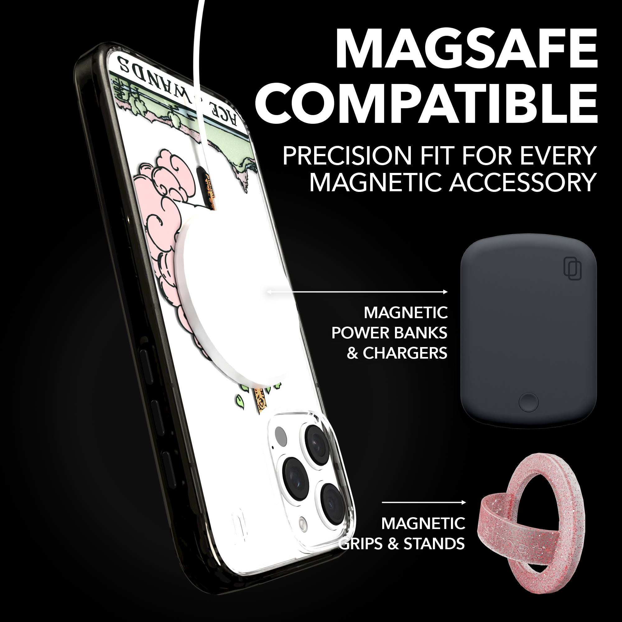 iPhone 16 Series | MagSafe | Tarot Collection | Ace of Wands Ace of Wands - Color / iPhone 16 Pro Max / Black