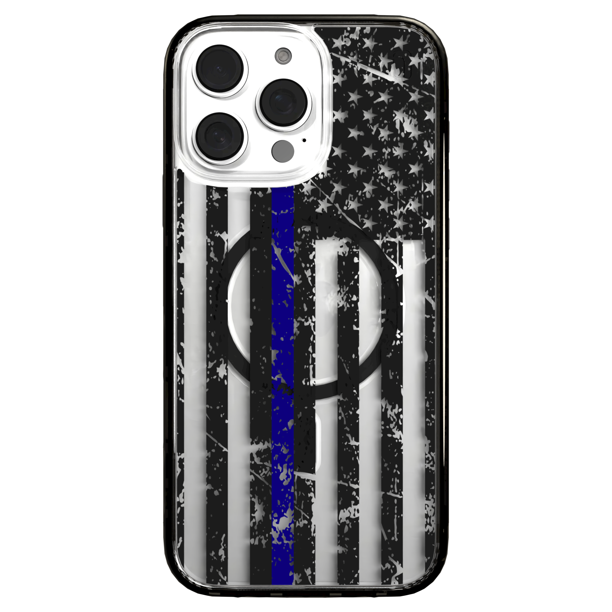 iPhone 16 Series | MagSafe | Red, White & Blue Case Collection | Thin Blue Line Blue Line / iPhone 16 Pro Max / Black
