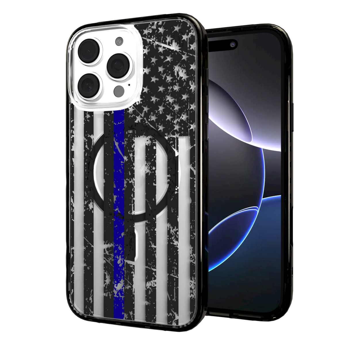 iPhone 16 Series | MagSafe | Red, White & Blue Case Collection | Thin Blue Line Blue Line / iPhone 16 Pro Max / Black