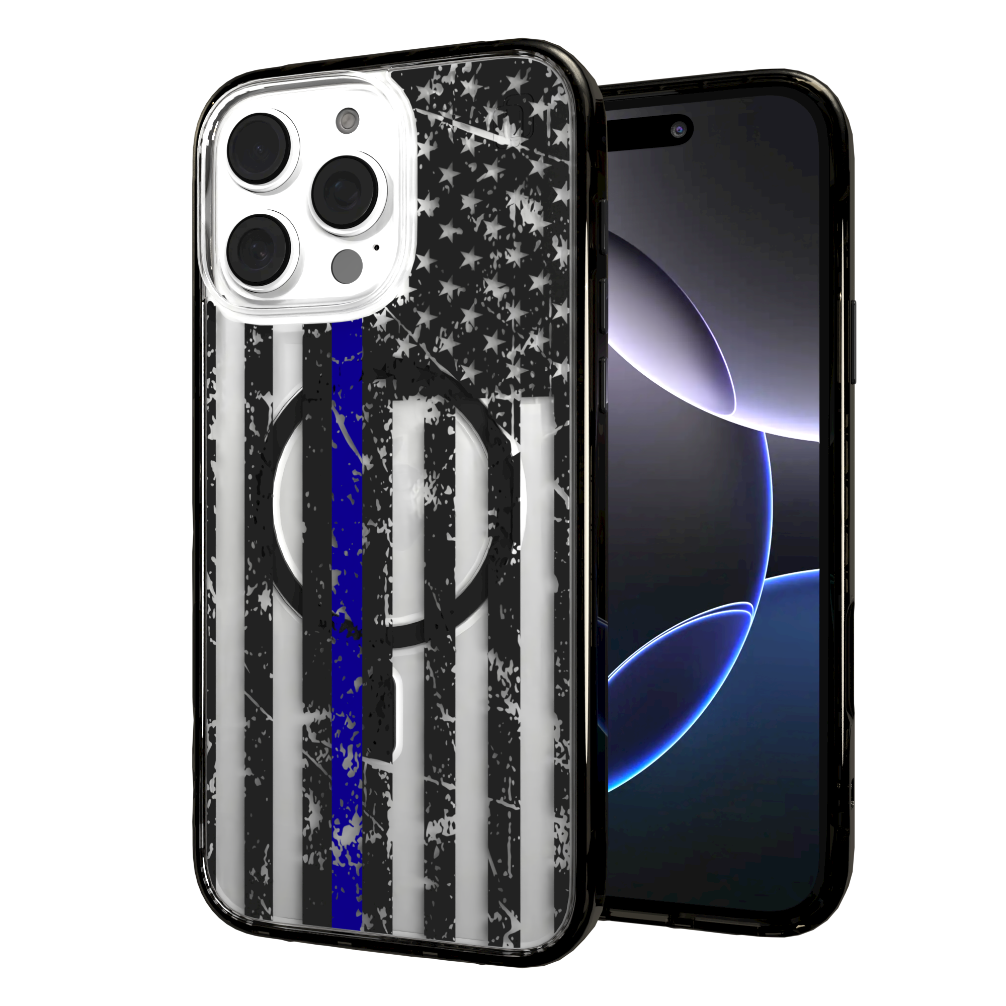 iPhone 16 Series | MagSafe | Red, White & Blue Case Collection | Thin Blue Line Blue Line / iPhone 16 Pro Max / Black