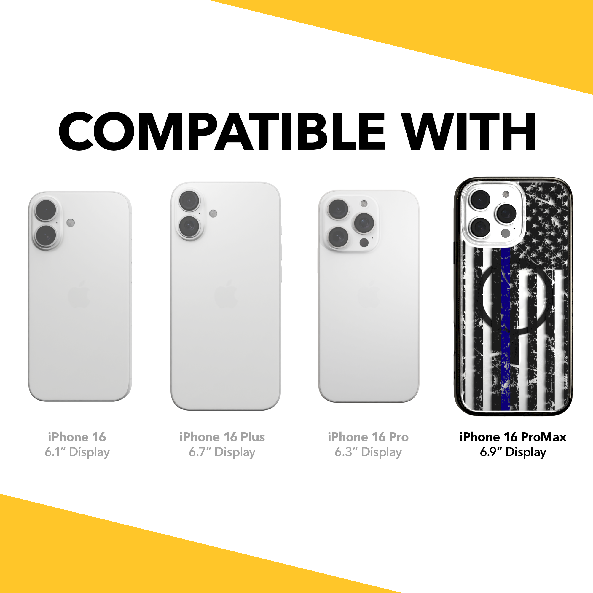 iPhone 16 Series | MagSafe | Red, White & Blue Case Collection | Thin Blue Line Blue Line / iPhone 16 Pro Max / Black