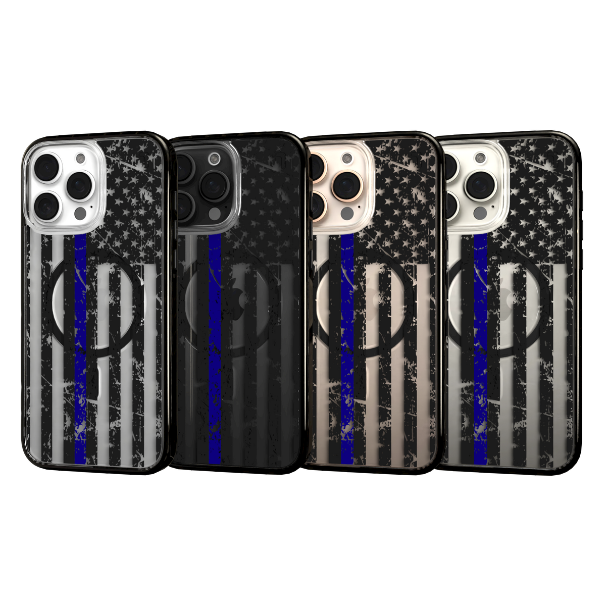 iPhone 16 Series | MagSafe | Red, White & Blue Case Collection | Thin Blue Line Blue Line / iPhone 16 Pro Max / Black